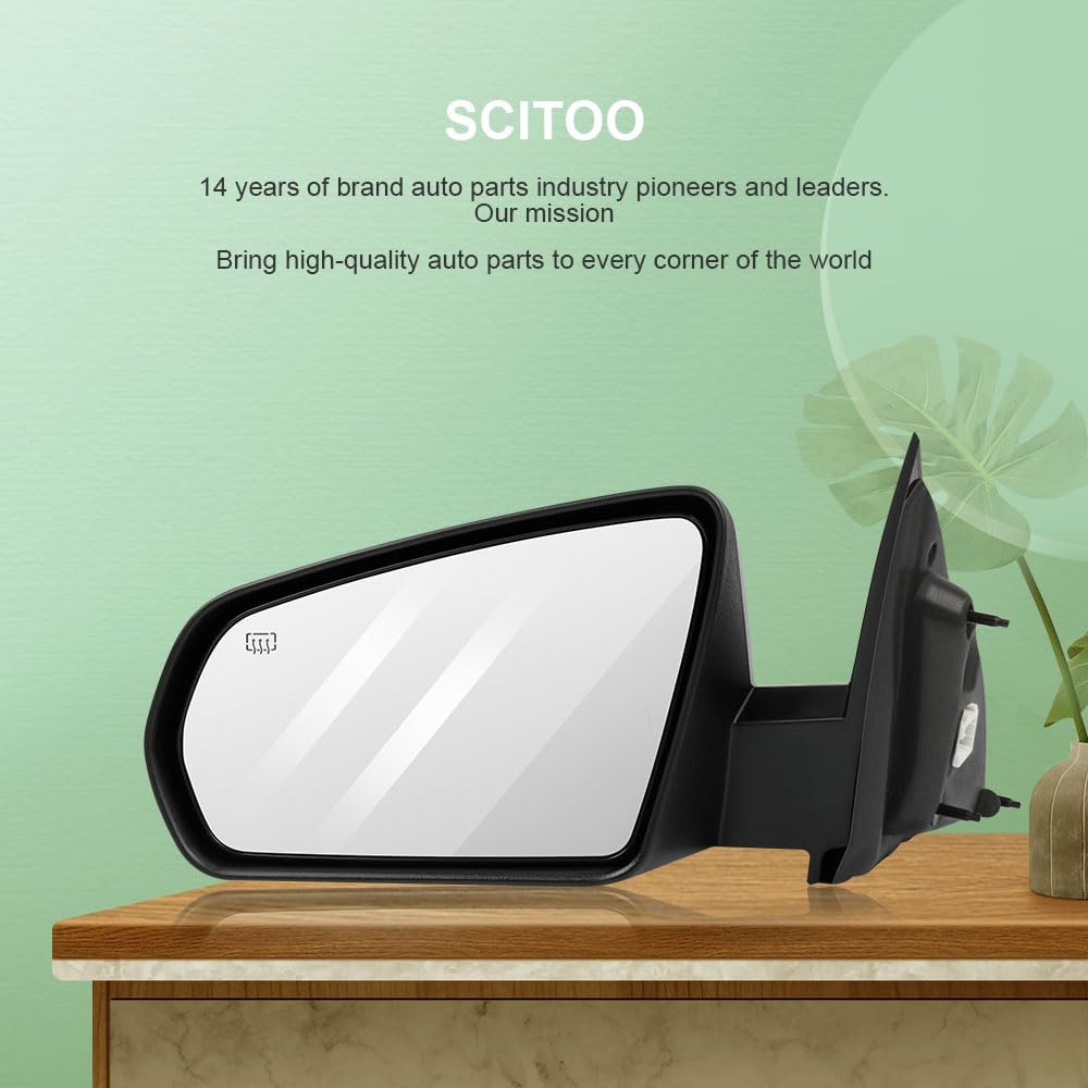 SCITOO Power Heated Left Side View Mirror Compatible with 2008-2014 Dodge Avenger - Driver Side Non-Folding Exterior Replacement Mirror (Part #CH1320268) | Perfect for Parking Assistance & Blind Spot Visibility