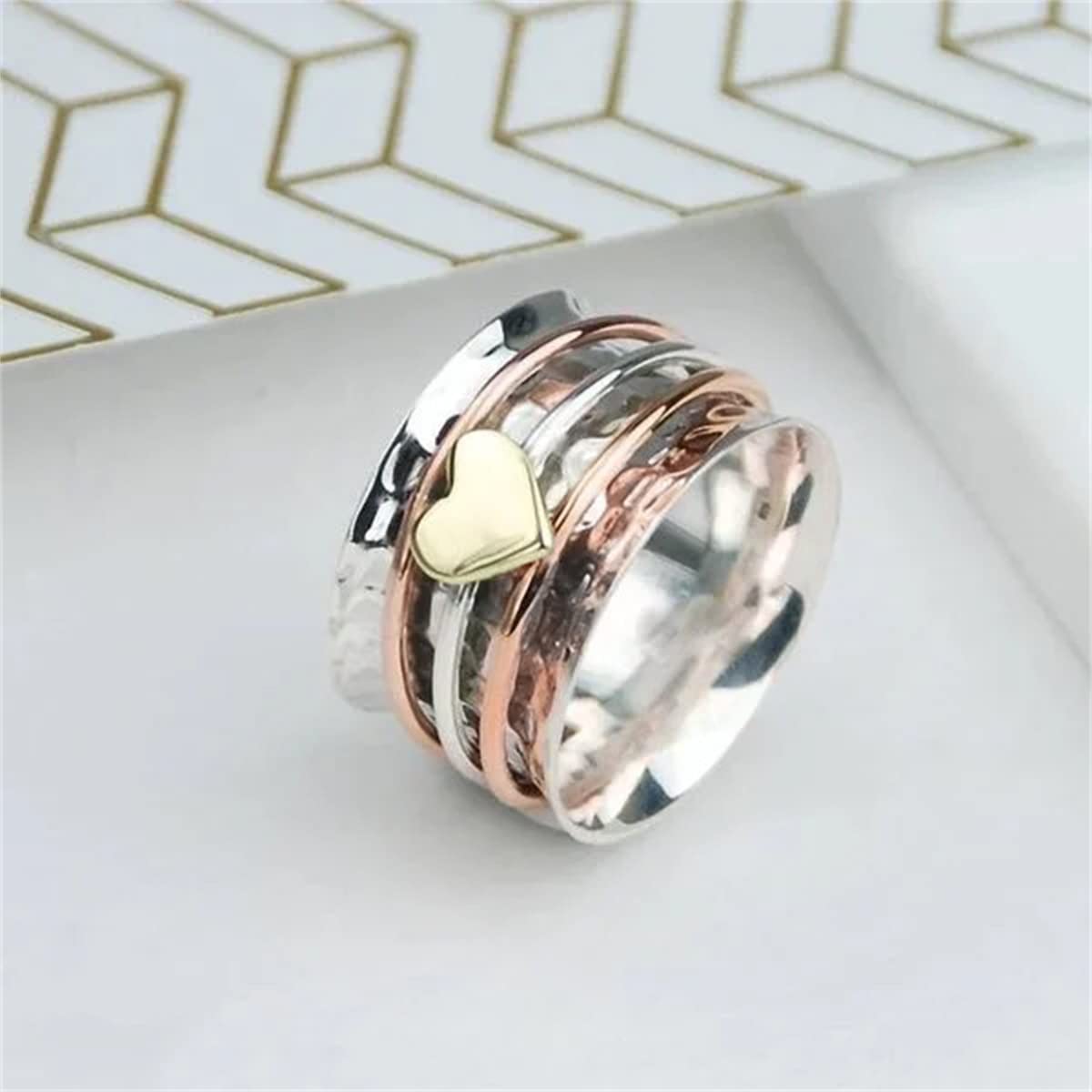 Rotating Anxiety Relief Spinner Ring for Women - Stress Relieving Fashion Jewelry Gift in Multiple Sizes, Perfect for Office, Travel & Daily Wear
