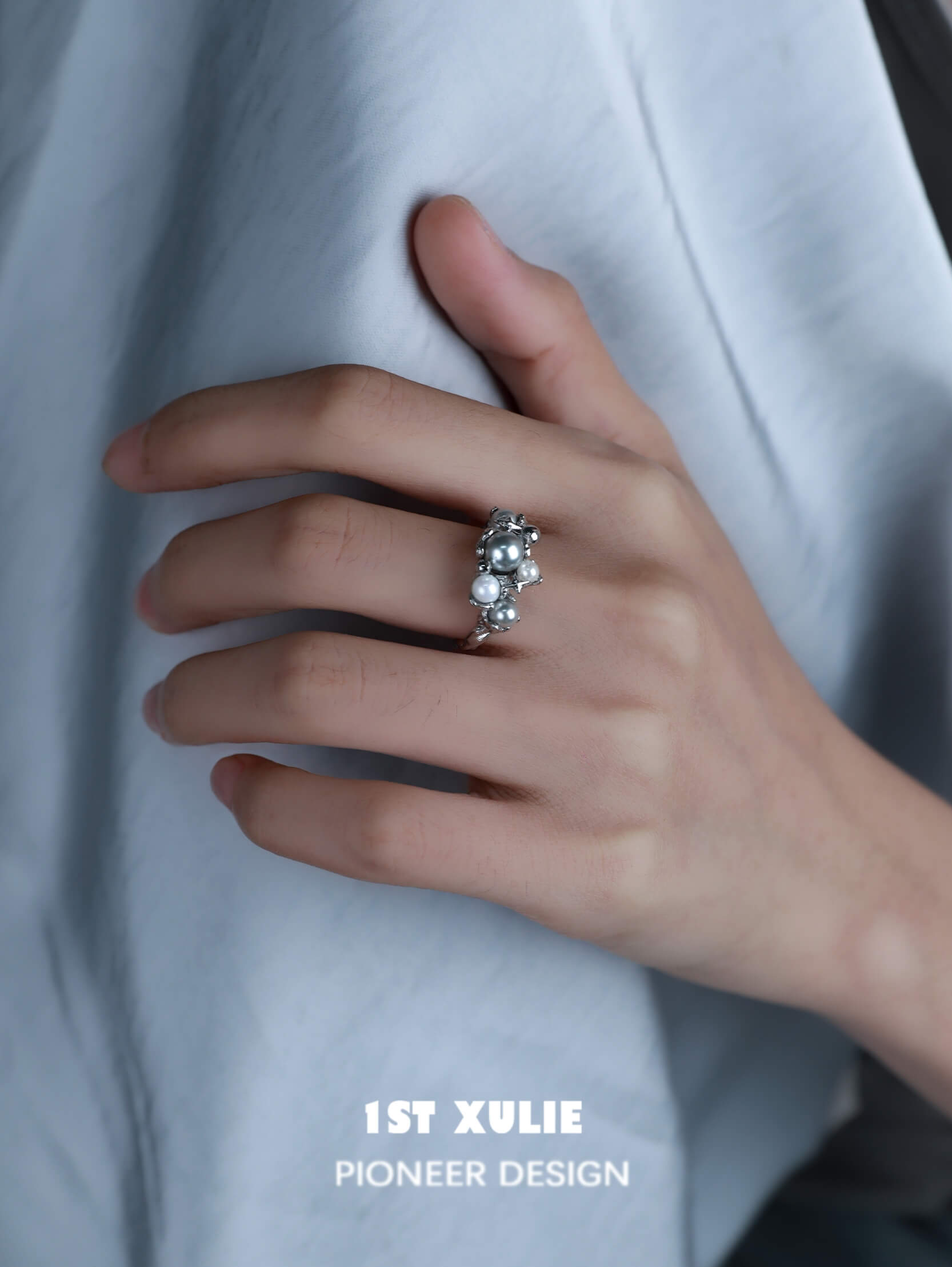 S925 Sterling Silver Gray Pearl Ring for Women - Elegant Angel Design, Perfect for Weddings, Parties & Everyday Wear