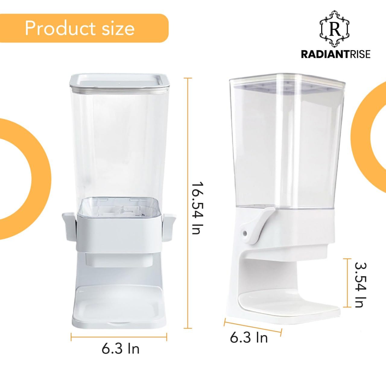 RADIANTRISE Large Cereal Dispenser – 3.5L Airtight Food Storage Container for Cereal, Rice, Pasta & Snacks – Clear Kitchen Organizer with Locking Lid – Space-Saving Pantry & Countertop Storage Solution for Home & Office