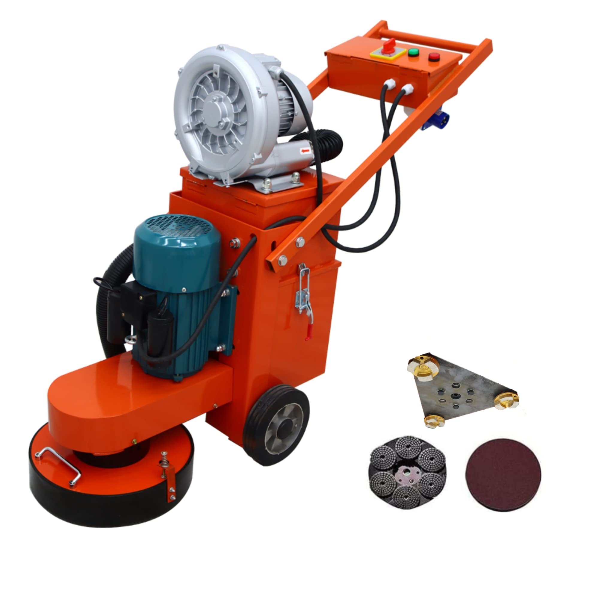 INTBUYING 220V Concrete Floor Grinder & Polisher - Hand-Push Cement Grinding Machine with 0-3mm Work Depth, Covers 2500m² in 8 Hours - Perfect for Warehouse Floors, Garage Surfaces & Commercial Concrete Polishing
