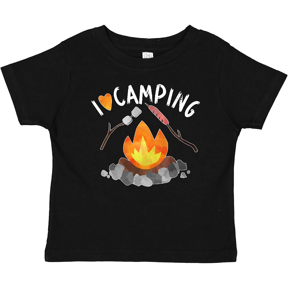 Inktastic I Love Camping Baby T-Shirt - Cute Campfire, Hot Dog & Marshmallows Design for Outdoor Adventures, Family Trips & Camping Enthusiasts