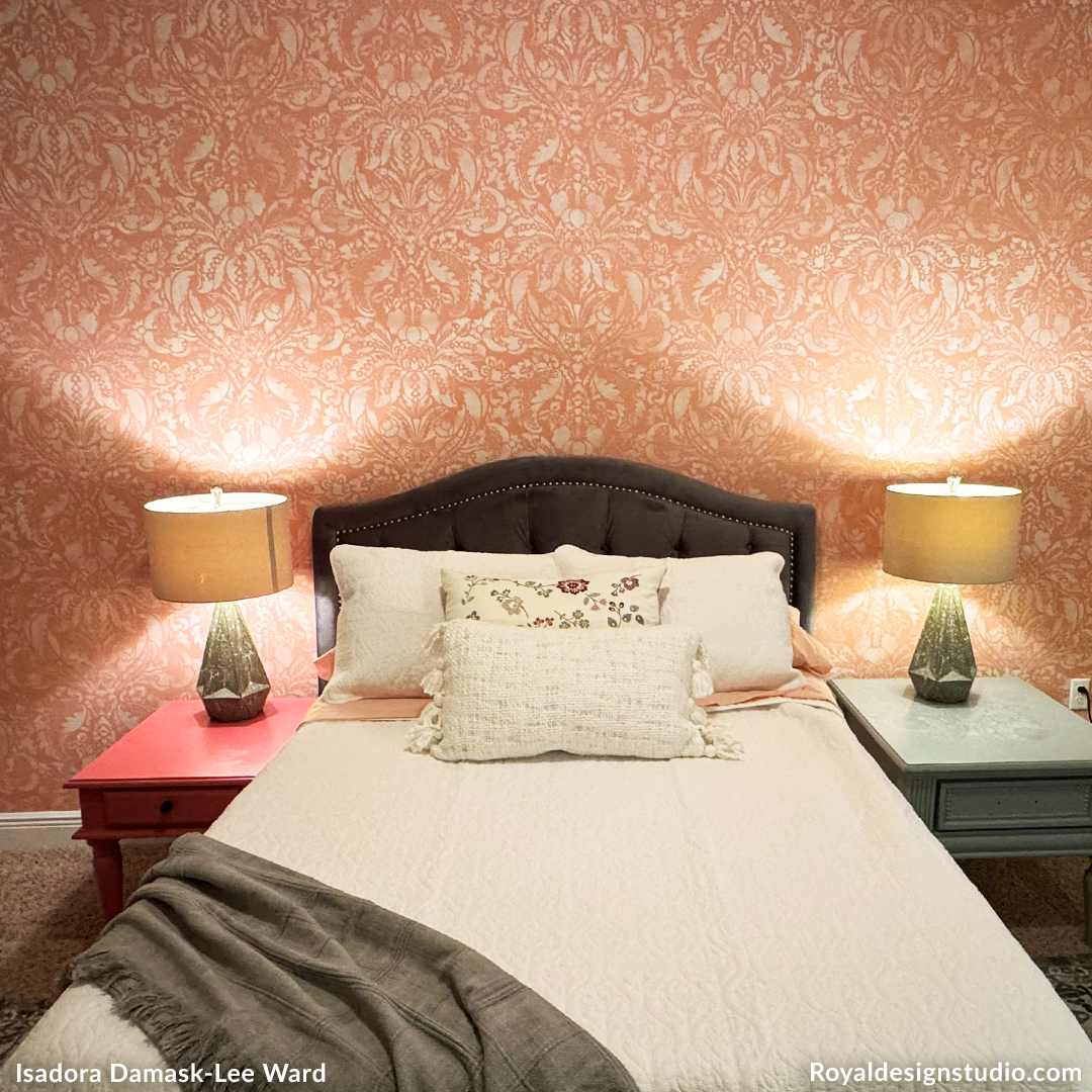 Upscaled Isadora Damask Wall Stencil - Reusable DIY Painting Template for Home Decor, Accent Walls, and Furniture Upcycling - Perfect for Bedrooms, Living Rooms, and Craft Projects