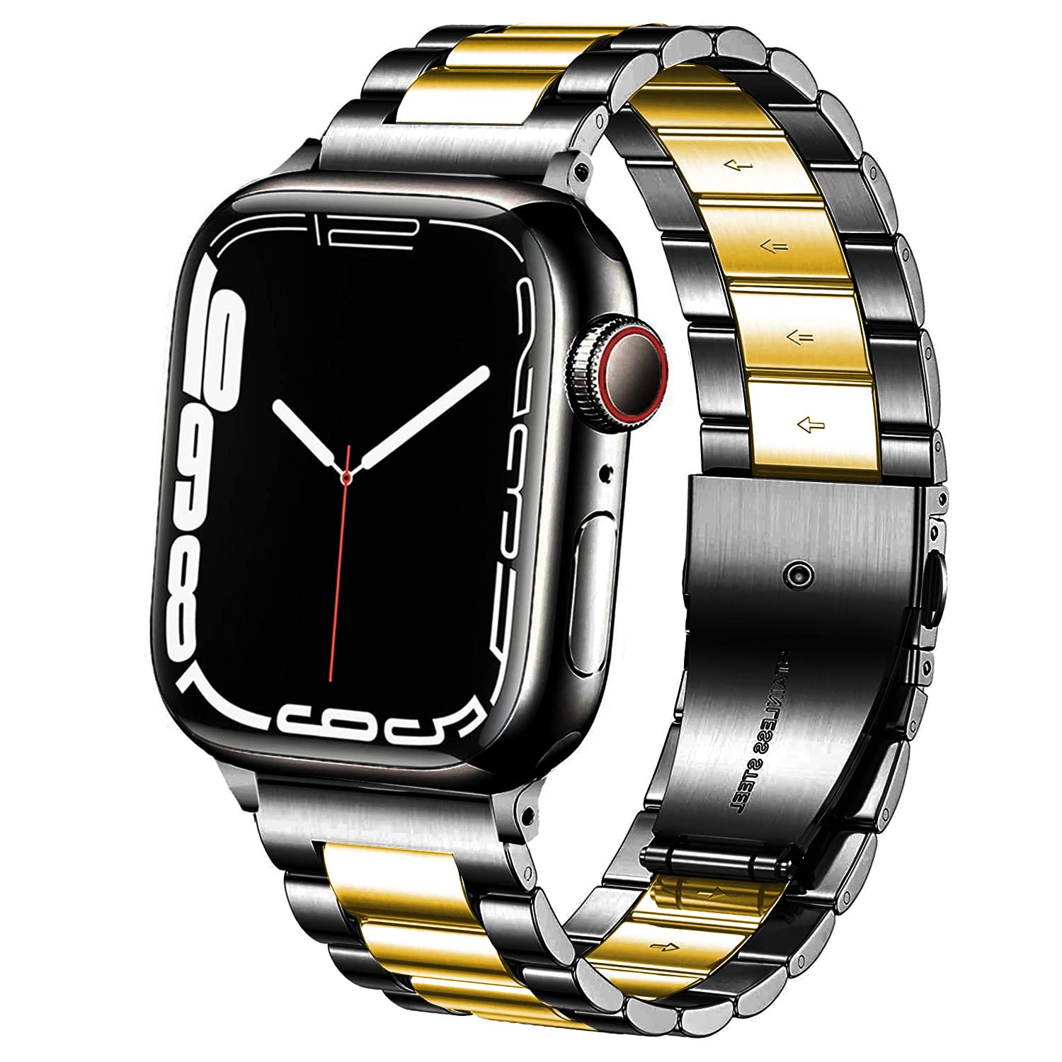 Stainless Steel Apple Watch Band Compatible with Series 10/9/8/7/6/5/4/3/SE/Ultra - 38mm 40mm 41mm 42mm 44mm 45mm 46mm 49mm Replacement Metal Strap for Women & Men - Perfect for Workouts, Office Wear and Everyday Fashion Accessory