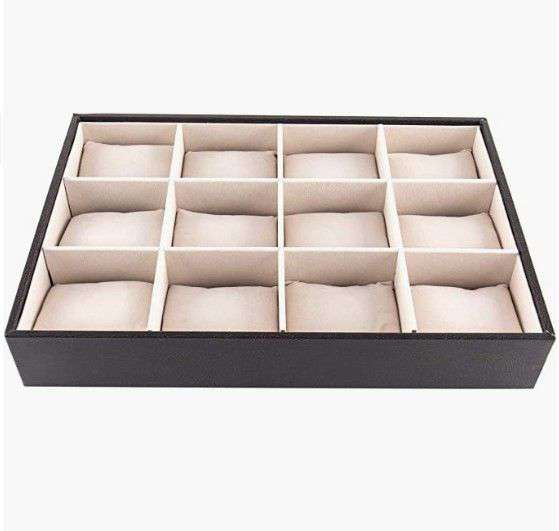 12-Slot Bracelet Storage Tray - Black Jewelry Organizer for Bracelets, Bangles & Watches | Perfect for Dresser Top, Vanity Display & Travel Jewelry Case Organization