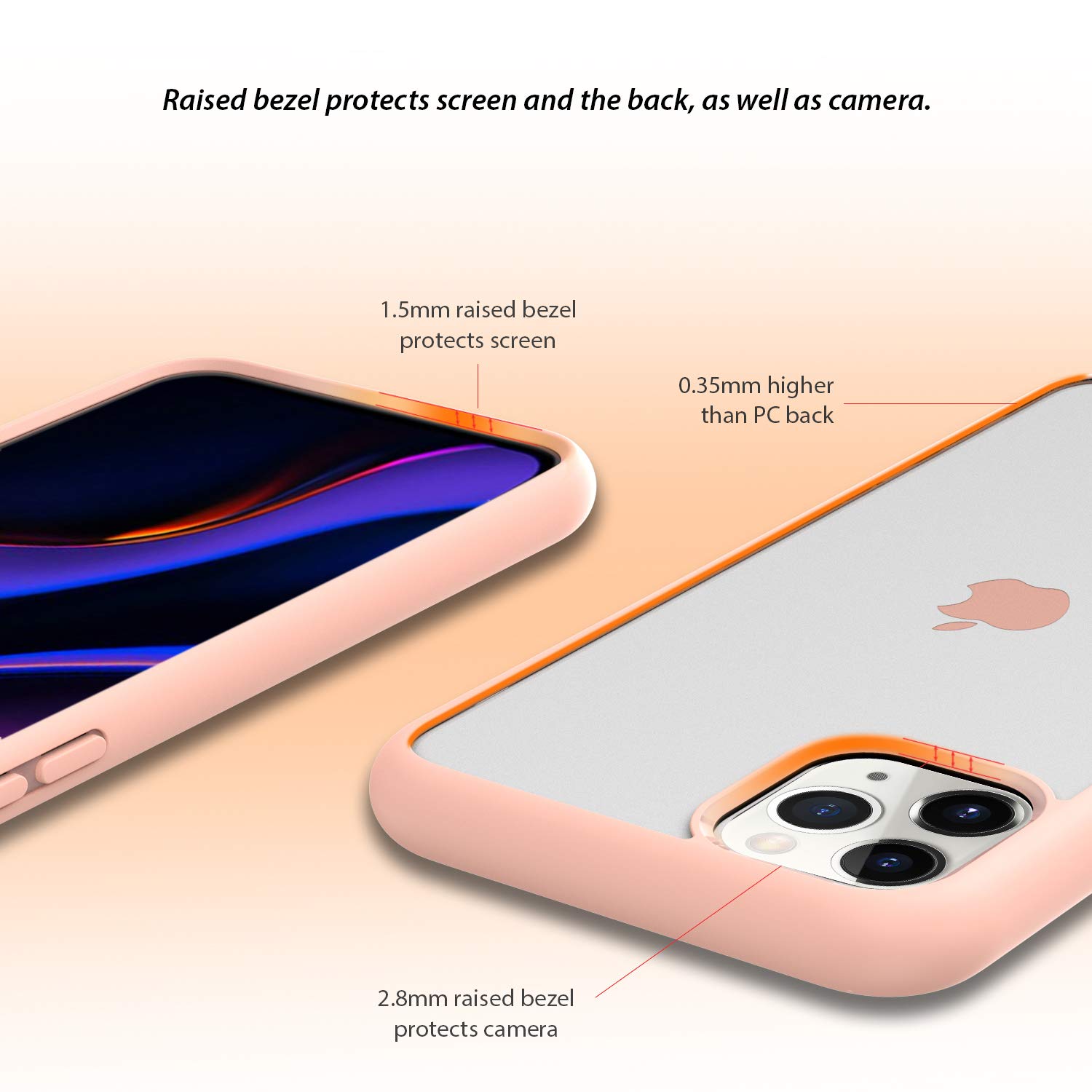 ZUSLAB Tough Fusion Shockproof Case for iPhone 11 Pro Max - Clear Transparent Back Cover with Military-Grade Protection | Perfect for Outdoor Activities, Travel & Daily Use (Pink)