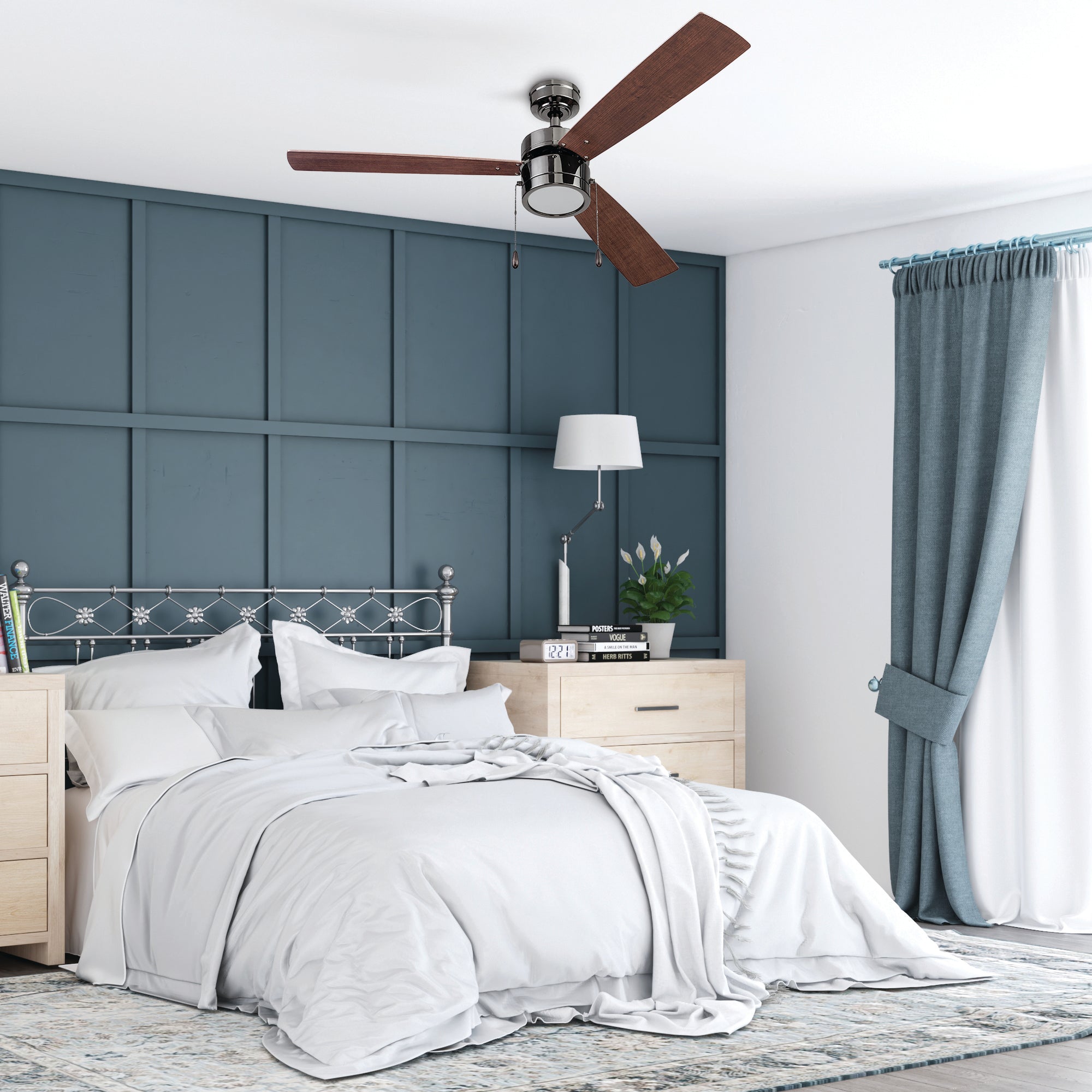 52 Inch Madrona Ceiling Fan with Pull Chain - Painted Gun Metal Finish - Ideal for Living Room, Bedroom & Outdoor Spaces