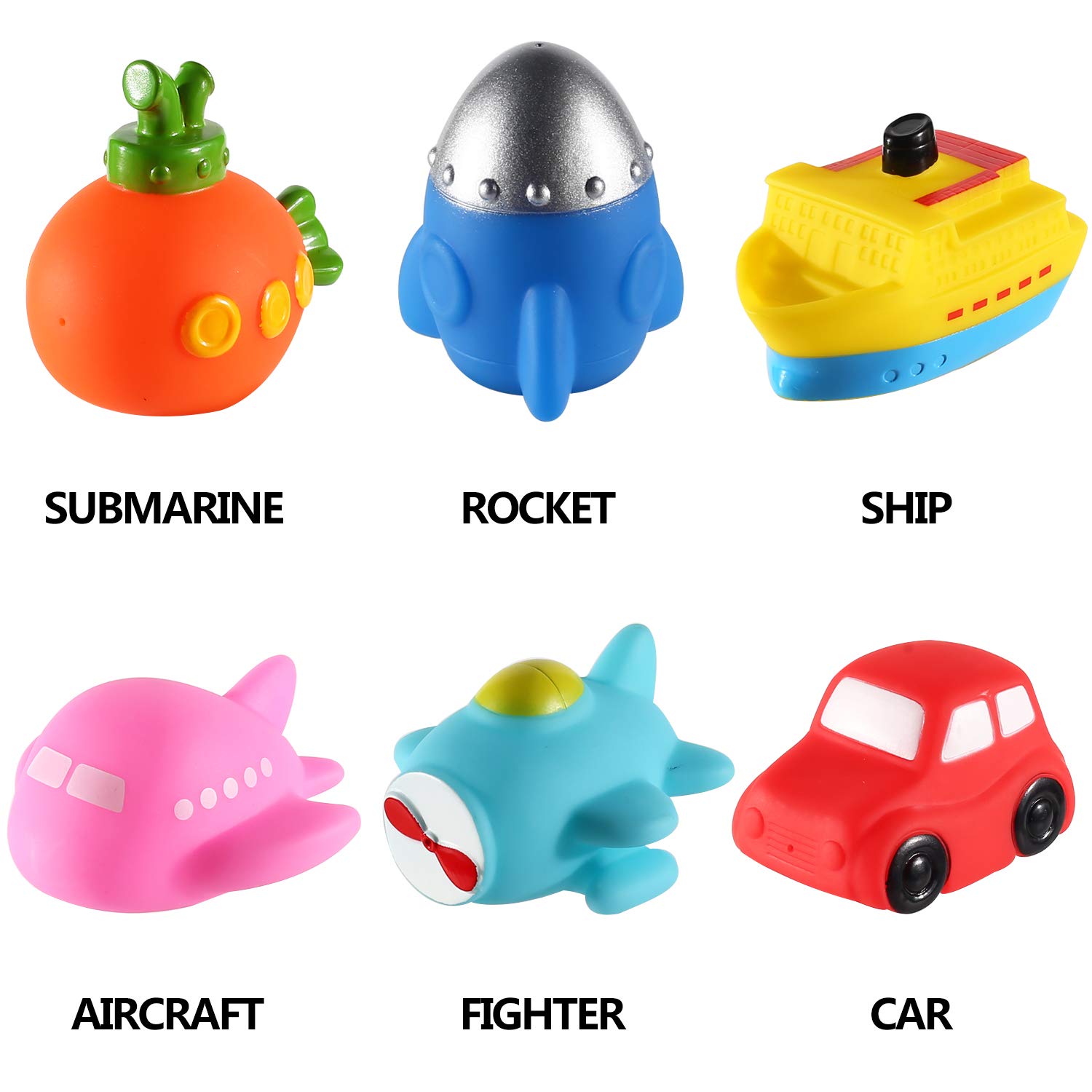 6-Pack LED Color Changing Bath Toys for Babies & Toddlers - Floating Rubber Boat Toys with No Holes, Light Up in Water - Fun Bathtub & Pool Toys for Boys Girls Kids - Perfect for Shower Time, Bathroom Play & Swimming Pool Activities