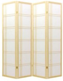4 Panel Natural Oriental Shoji Screen Room Divider - Handcrafted Bamboo & Rice Paper Folding Partition for Home, Office, and Meditation Spaces