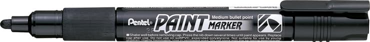 Pentel 4.0mm Bullet Tip Permanent Paint Marker - Vivid Black Ink for Artists, DIY Crafts & Industrial Labeling - Cellulose-Based Paint for Wood, Metal, Glass & Plastic Surfaces