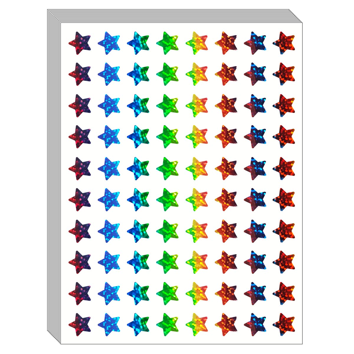 2400Pcs Small Star Stickers for Kids - 30 Sheets Holographic Glitter Rainbow Reward Stickers, 0.6 Inch Diameter - Perfect for Classroom Incentives, Teacher Supplies, Student Motivation & Behavior Charts