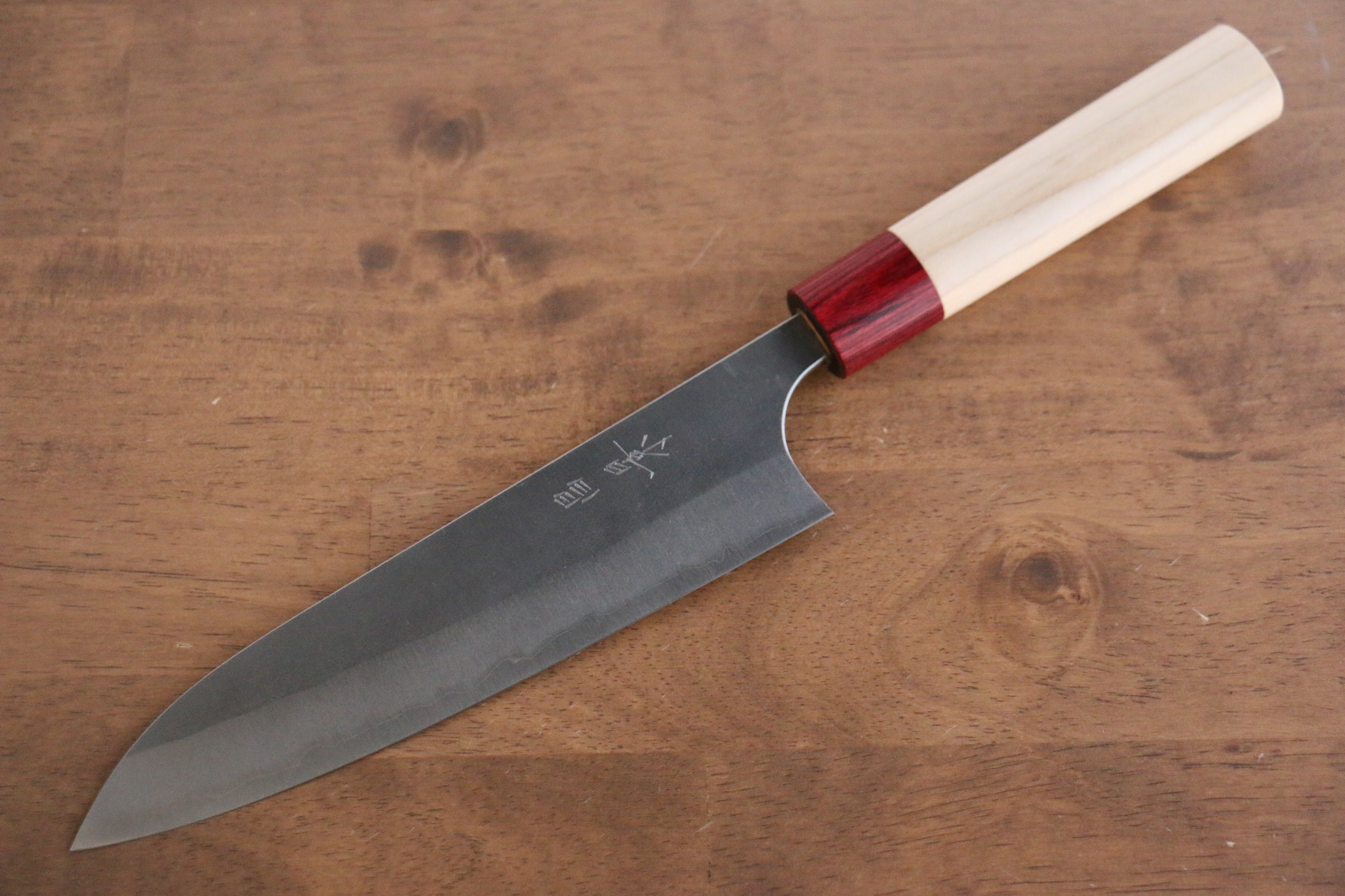 Masakage Yuki White Steel No.2 Nashiji Gyuto 180mm Japanese Chef Knife with Magnolia Handle - Perfect for Sushi, Meat Cutting & Professional Kitchen Use