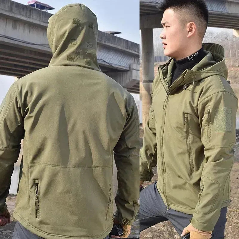 Men's Tactical Waterproof Fleece Jacket - Lightweight Outdoor Windproof Winter Coat for Hiking, Camping & Military Use