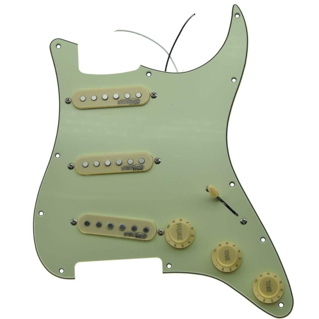 KAISH Mint Green Prewired Electric Guitar Pickguard with Wilkinson Pickups - Compatible with USA/Mexico Fender Stratocaster - Perfect for Rock, Blues & Studio Recording