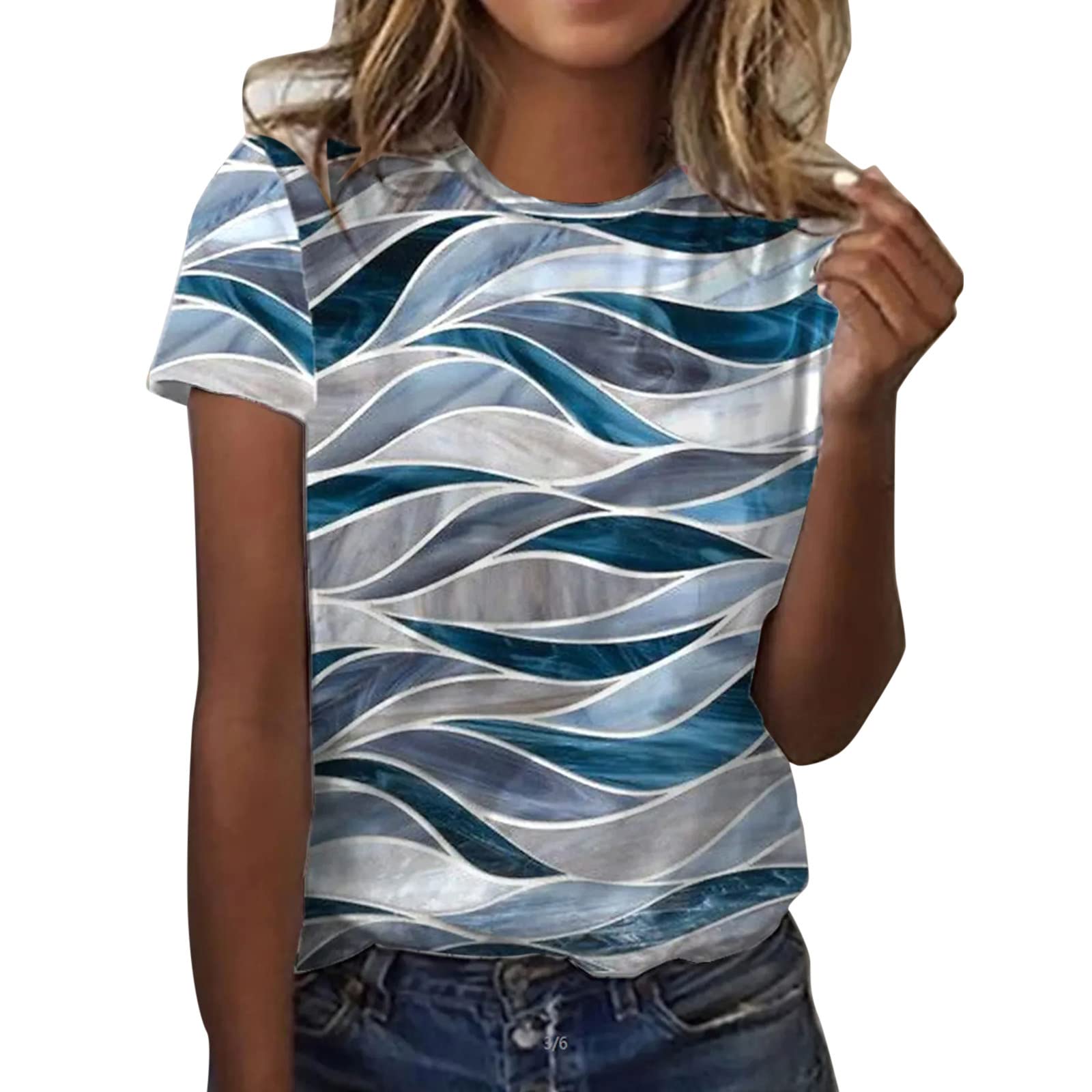 Trendy Plus Size Women's Short Sleeve V-Neck Printed T-Shirt - Casual Blouse for Everyday Wear, Work & Outings | MOKINGTOP