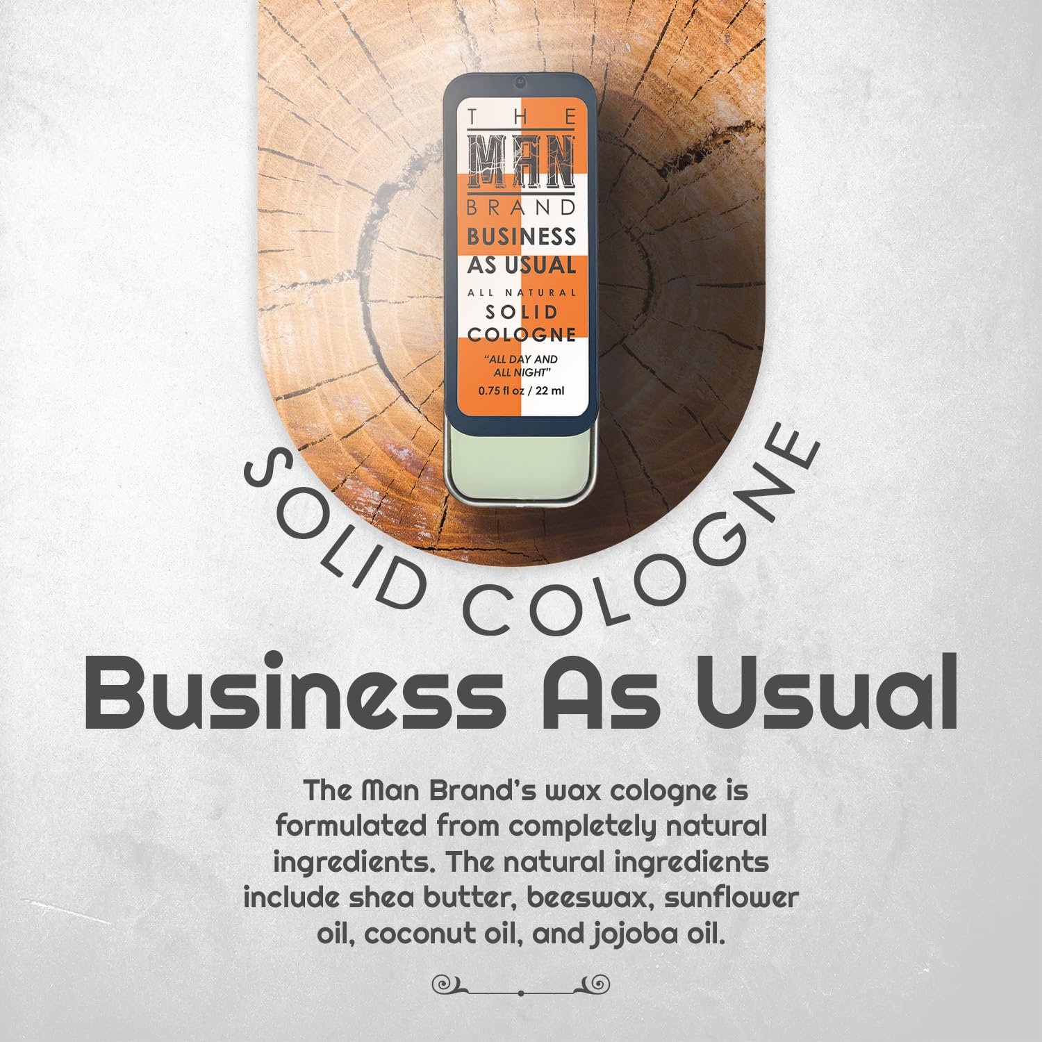 Business As Usual Solid Cologne Balm for Men - Natural & Long-Lasting Fragrance Wax - Travel Size (3/4 oz) - Perfect for Daily Use, Office & Outdoor Adventures