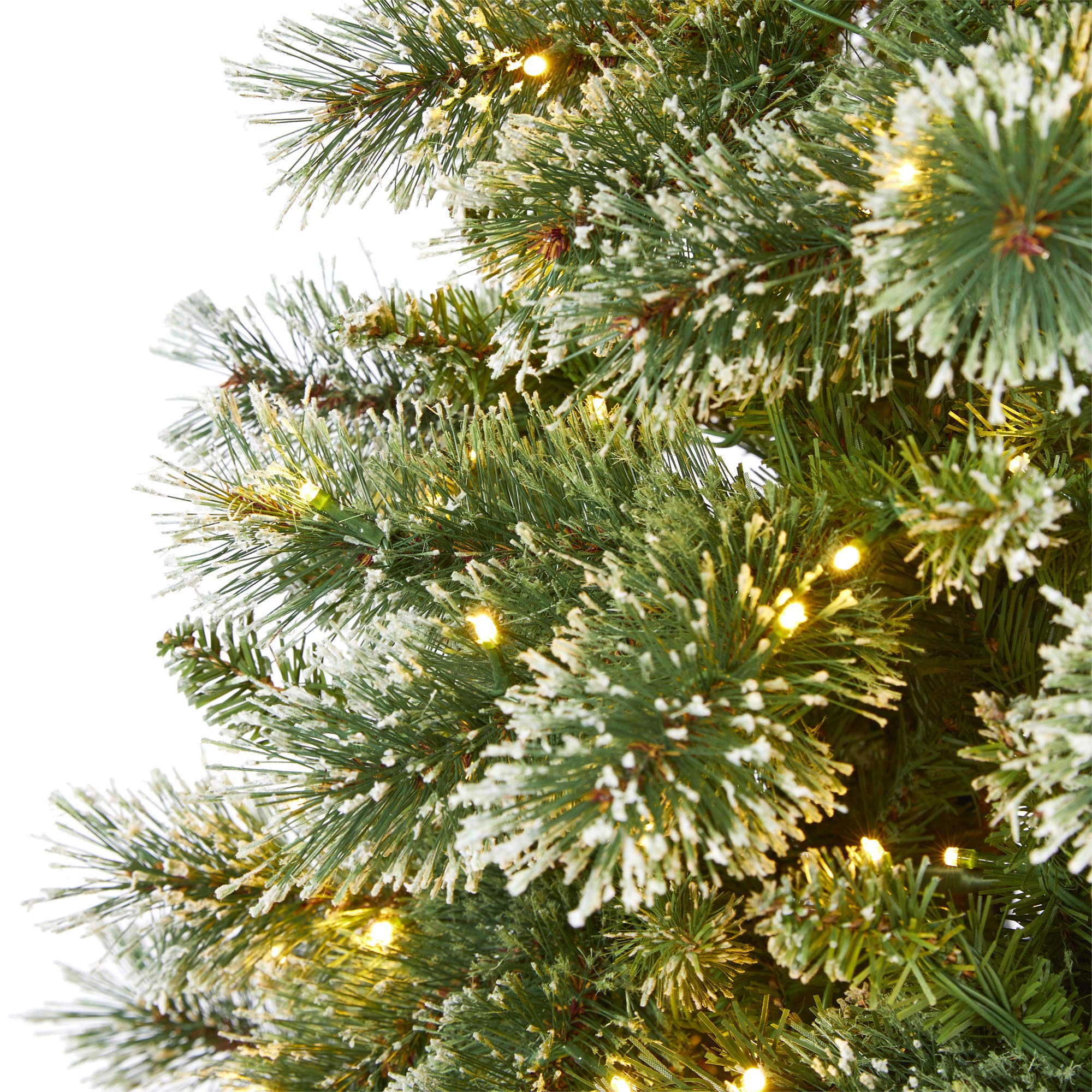Nearly Natural 7ft Wisconsin Slim Snow Tip Pine Artificial Christmas Tree with 400 Clear LED Lights - Perfect for Holiday Home Decor, Office & Indoor Christmas Decorations