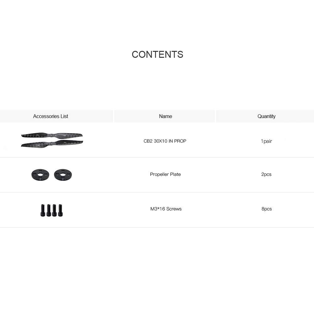 FLUXER CB2 30x10in Carbon Fiber Propeller - Upgraded Ultralight Drone Prop for Multirotor, Quadcopter, Hexacopter (M3x4) - Perfect for DIY RC Hobby & Professional Aerial Photography