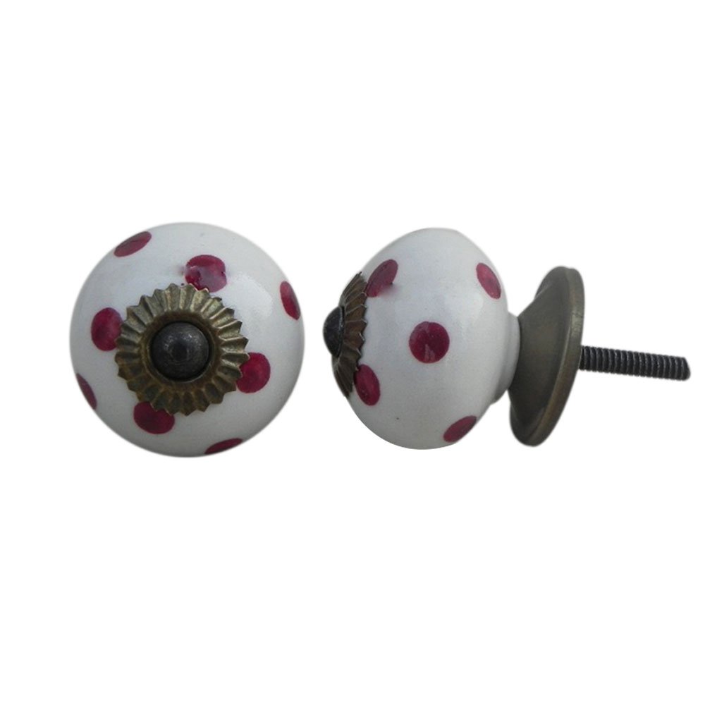 Premium 2-Pack White Ceramic Dot Drawer Knobs - Elegant Cabinet & Dresser Pulls for Kitchen, Bathroom & Furniture Hardware (Decorative Home Upgrade)