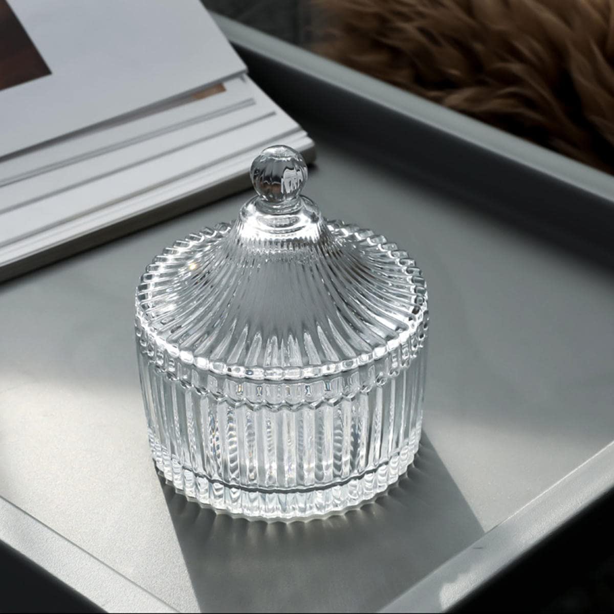 Premium Glass Candy Jar with Lid - Airtight Crystal Clear Cookie & Snack Storage Container for Kitchen Counter - Perfect for Candy, Cookies, Nuts & Treats Organization