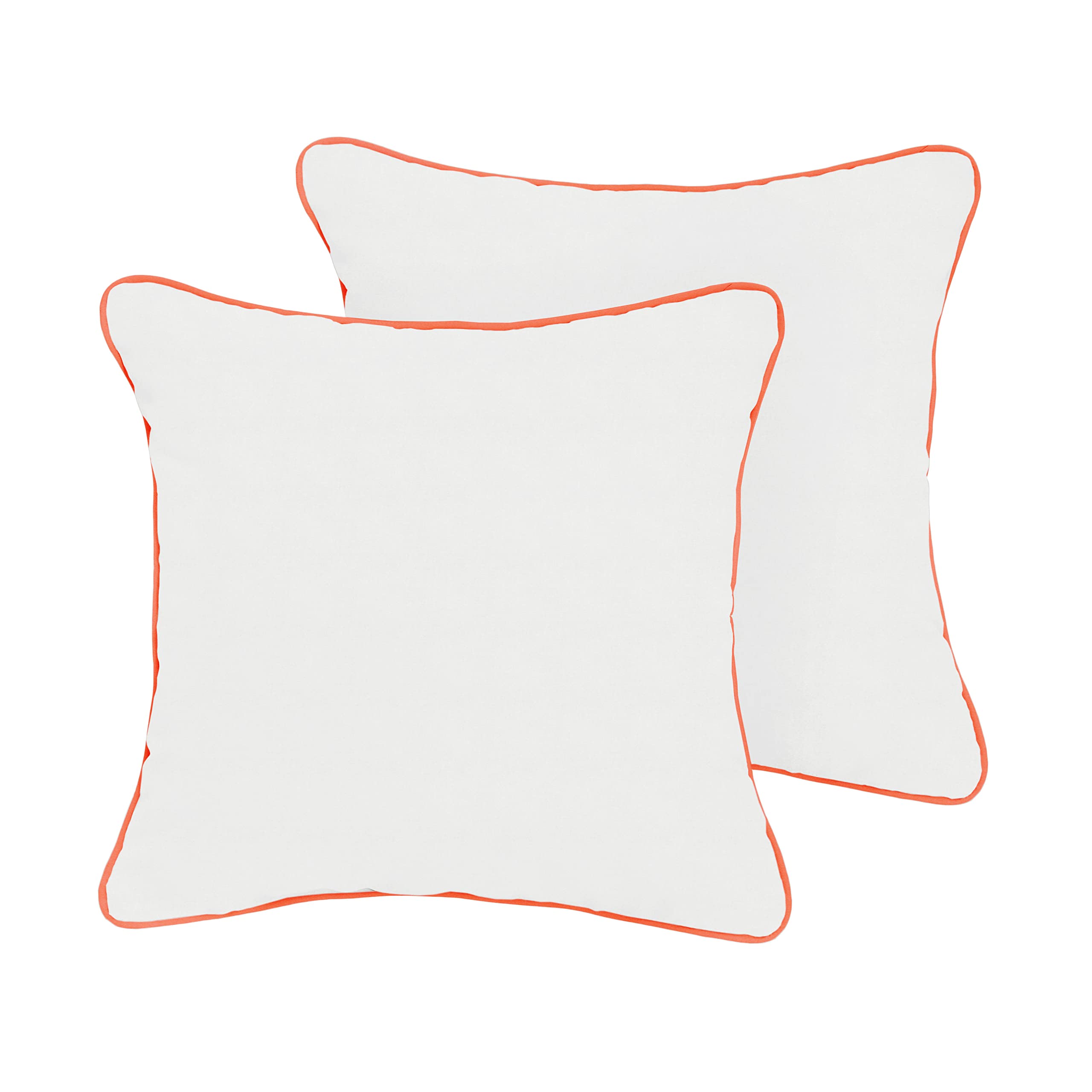 Mozaic Company Sunbrella Indoor/Outdoor Corded Pillows - Set of 2 (Canvas Natural & Canvas Melon) - Waterproof & UV Resistant Cushions for Patio, Poolside, and Garden Furniture