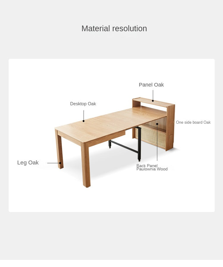 Solid Oak Wood Extendable Dining Table & Buffet Sideboard - Perfect for Small Spaces, Entertaining, and Modern Farmhouse Decor