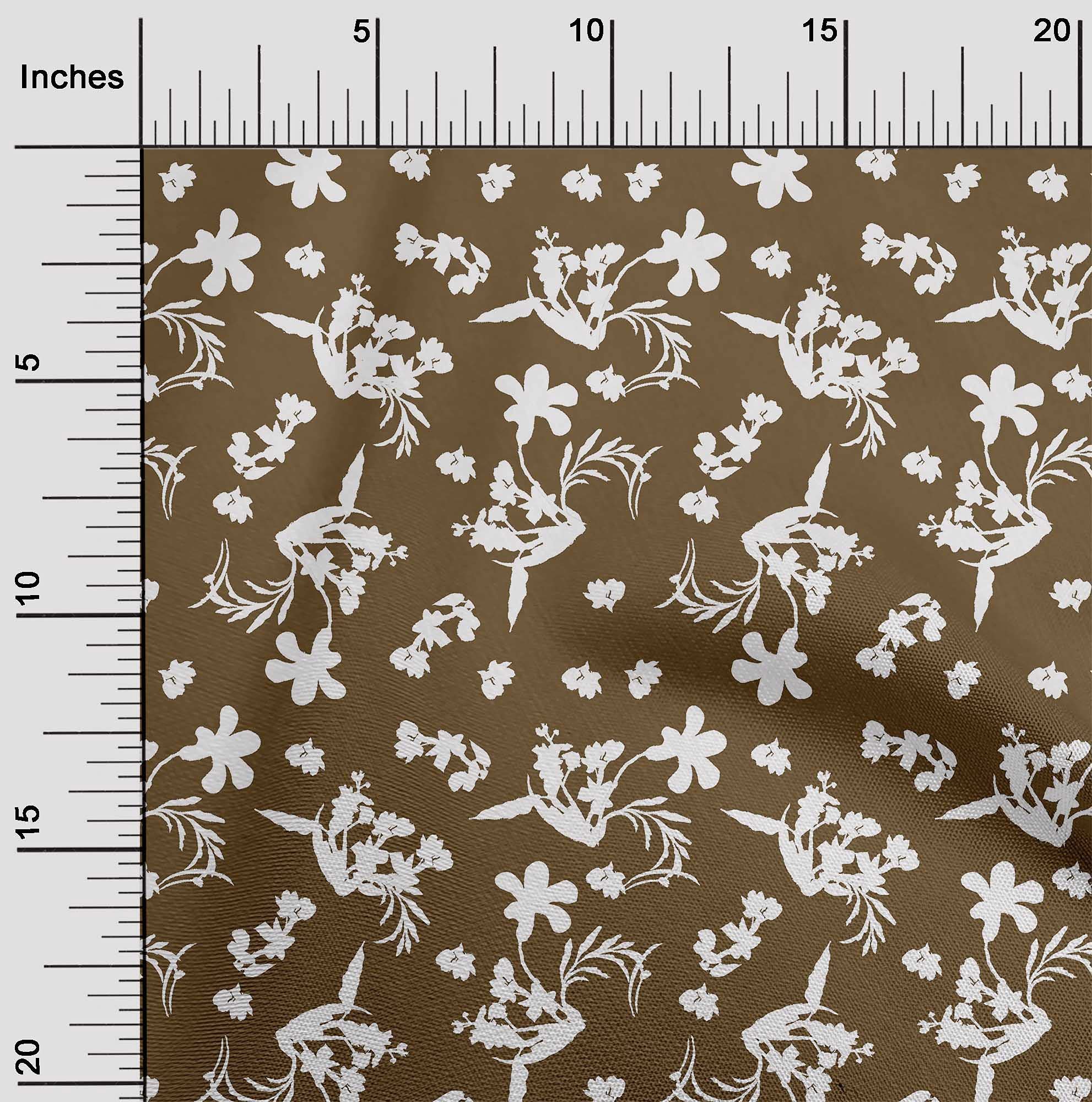 Velvet Brown Floral Printed Fabric by The Yard - 58 Inch Wide DIY Sewing Supplies for Clothing, Home Decor & Crafts