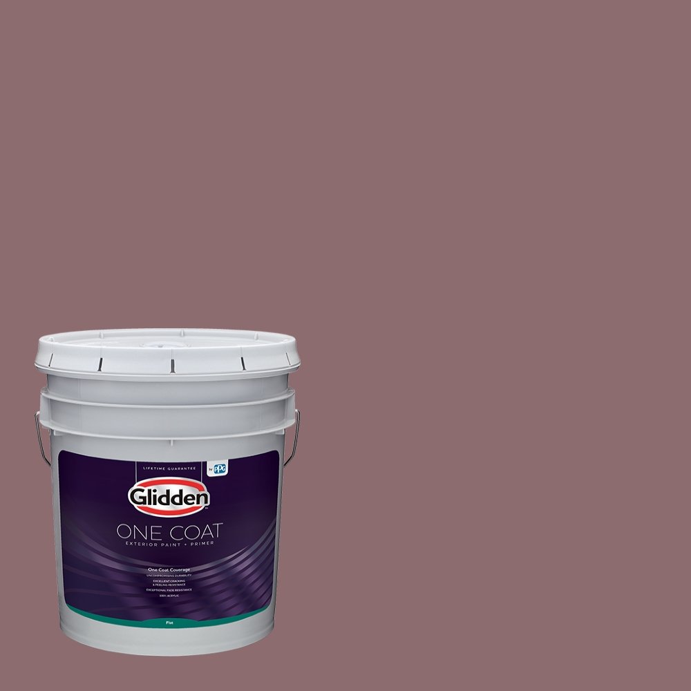 Glidden Exterior Paint and Primer in One - Red Chocolate Sparkle Flat Finish, 5 Gallon Bucket | One Coat Coverage for Houses, Fences & Outdoor Projects