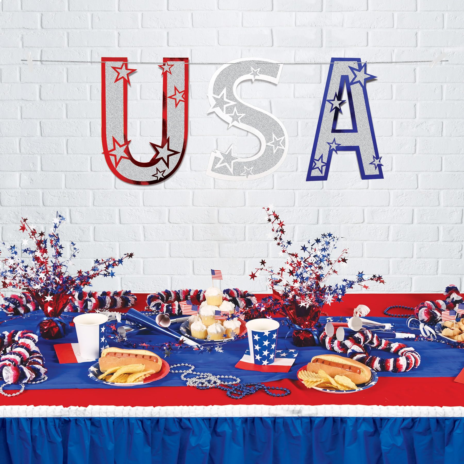 USA Glitter Party Streamers - 1 Count Pack of 1 | Perfect for Birthday Celebrations, Baby Showers & Holiday Decorations
