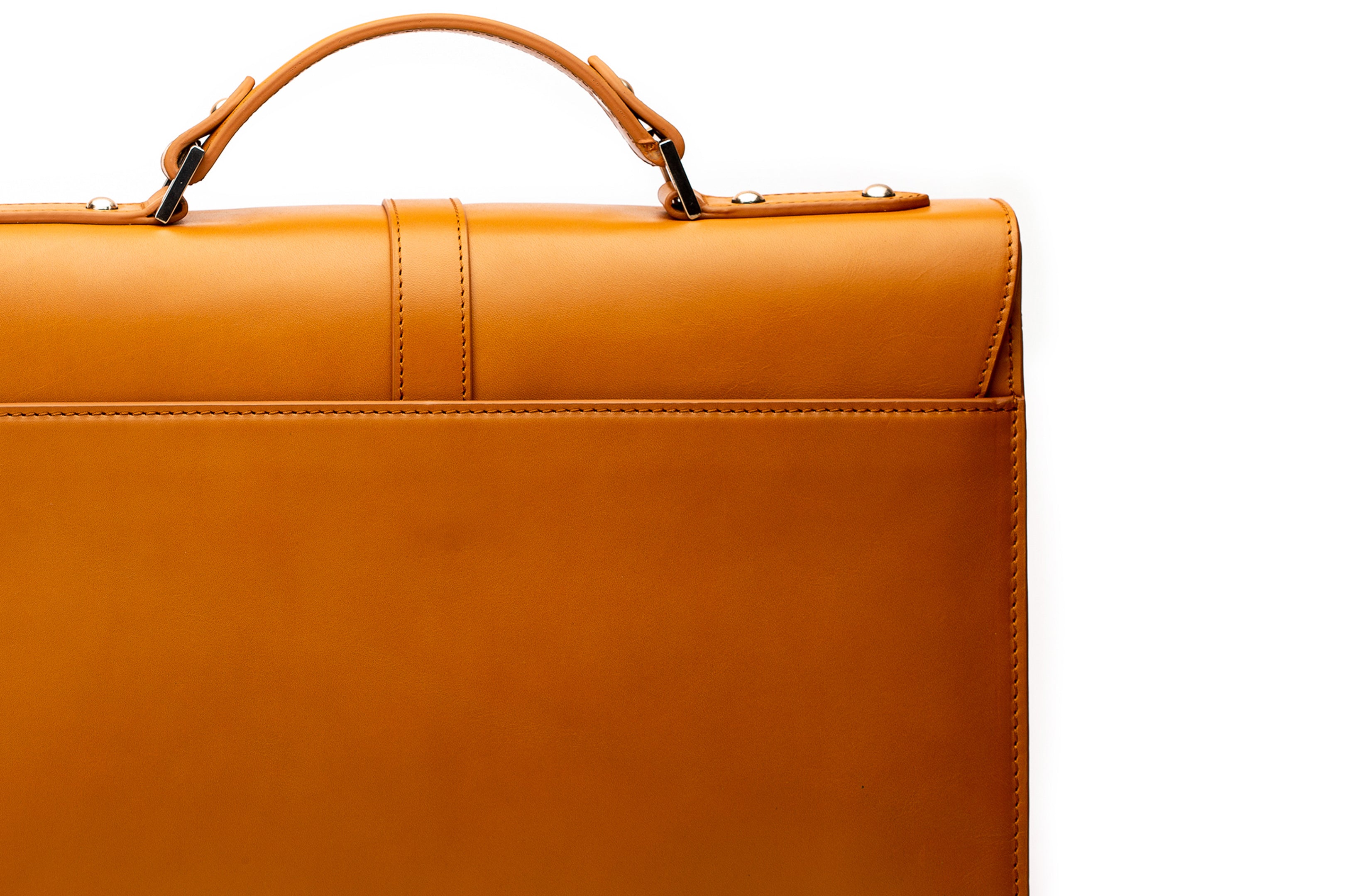 Premium Genuine Leather Laptop Briefcase for Business Professionals - Tan Brown - Perfect for Office, Travel & Business Meetings