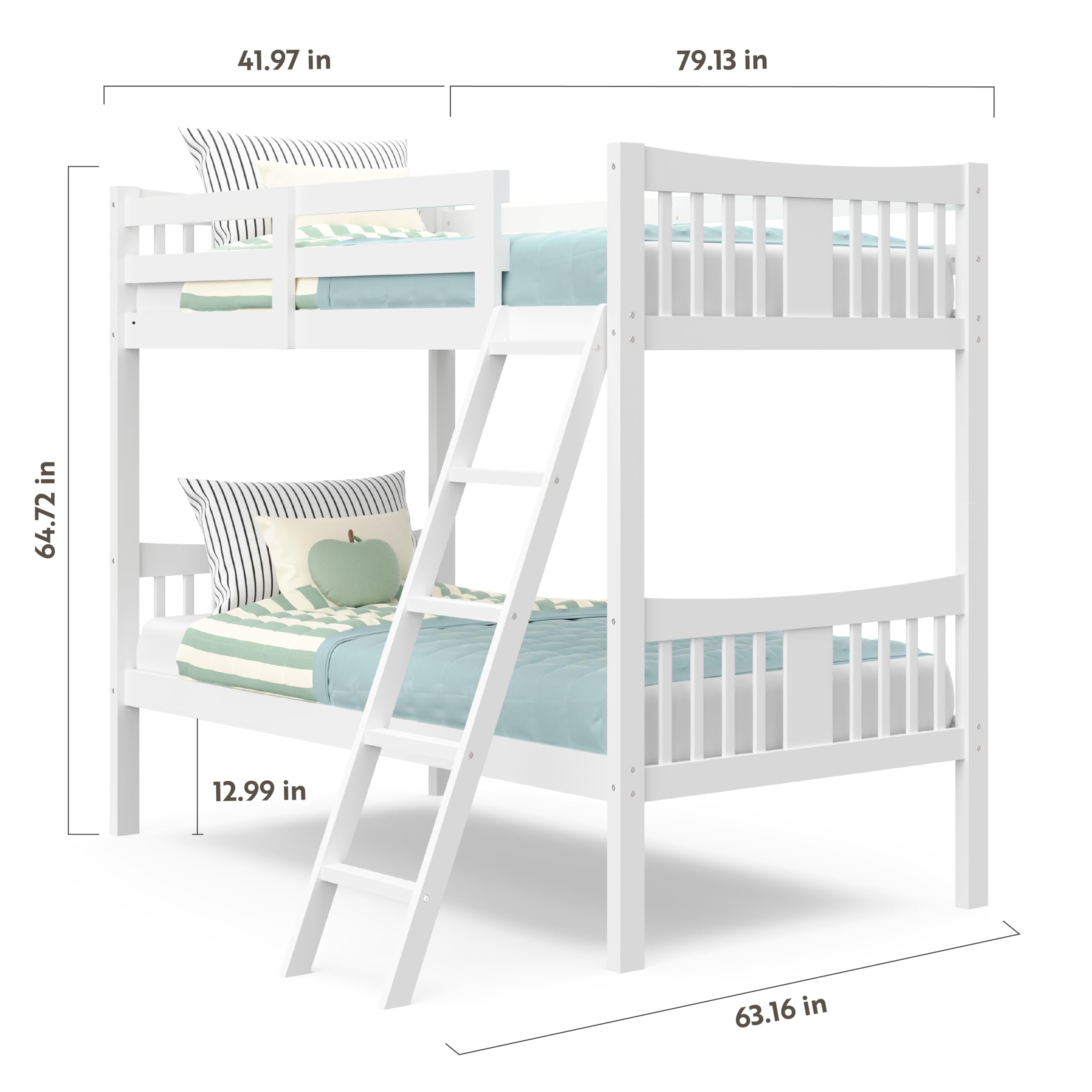 Storkcraft Caribou Twin Over Twin Bunk Bed for Kids - GREENGUARD Gold Certified, Convertible to 2 Separate Twin Beds, Sturdy White Wooden Bunk Bed | Perfect for Kids' Bedrooms, Shared Rooms & Sleepovers