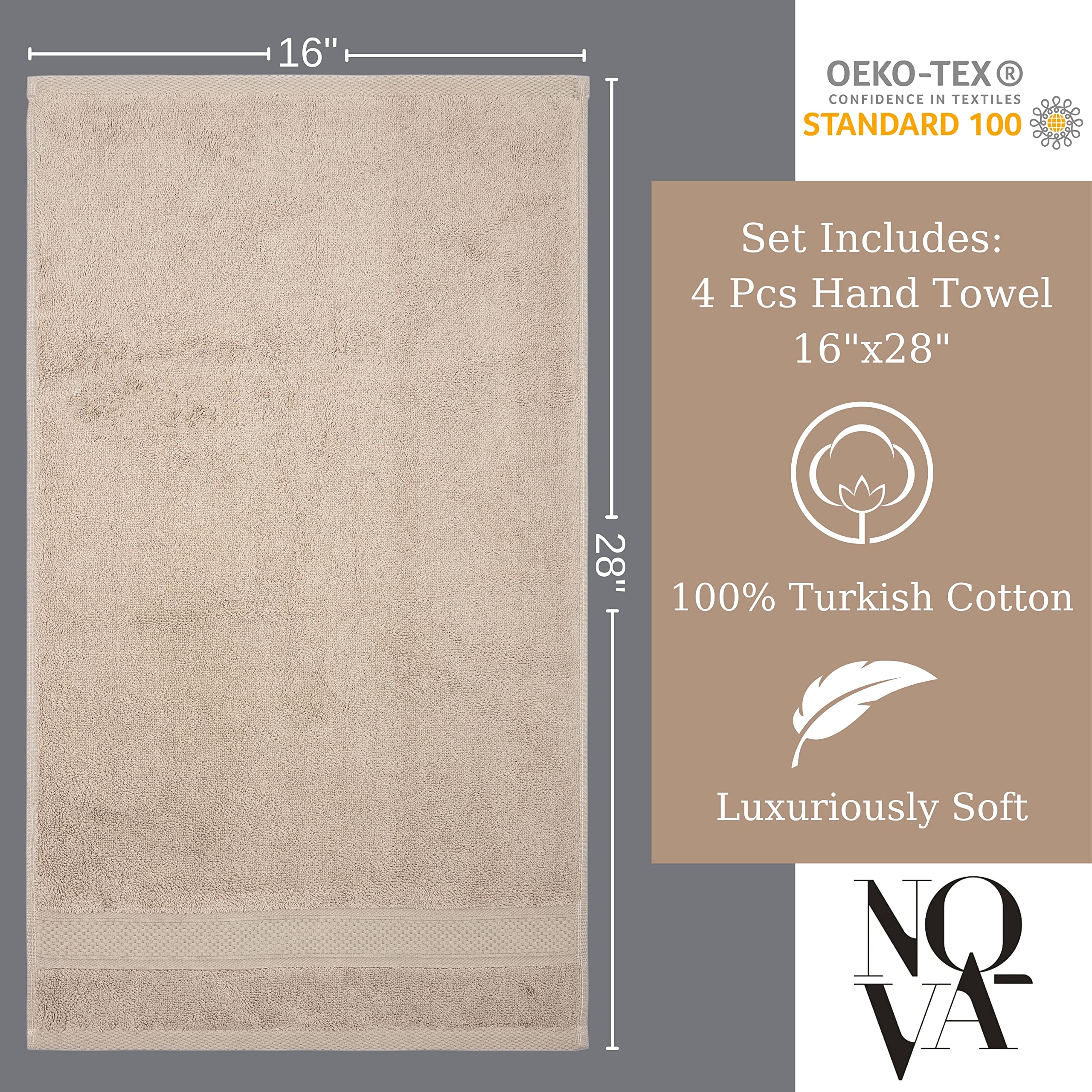 Premium Luxury Linen Turkish Towel Set - 4pc Hotel Quality Bath Towels in Warm Sand Beige for Spa, Beach & Bathroom | Soft & Absorbent Cotton Towel Set