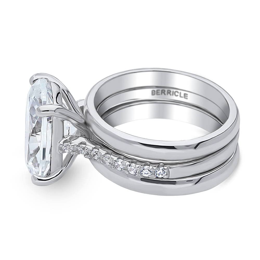 BERRICLE 5.5 Carat Oval Cut Cubic Zirconia Sterling Silver Solitaire Engagement Ring Set for Women, Rhodium Plated Size 4-10 - Perfect for Wedding, Proposal & Anniversary Gifts