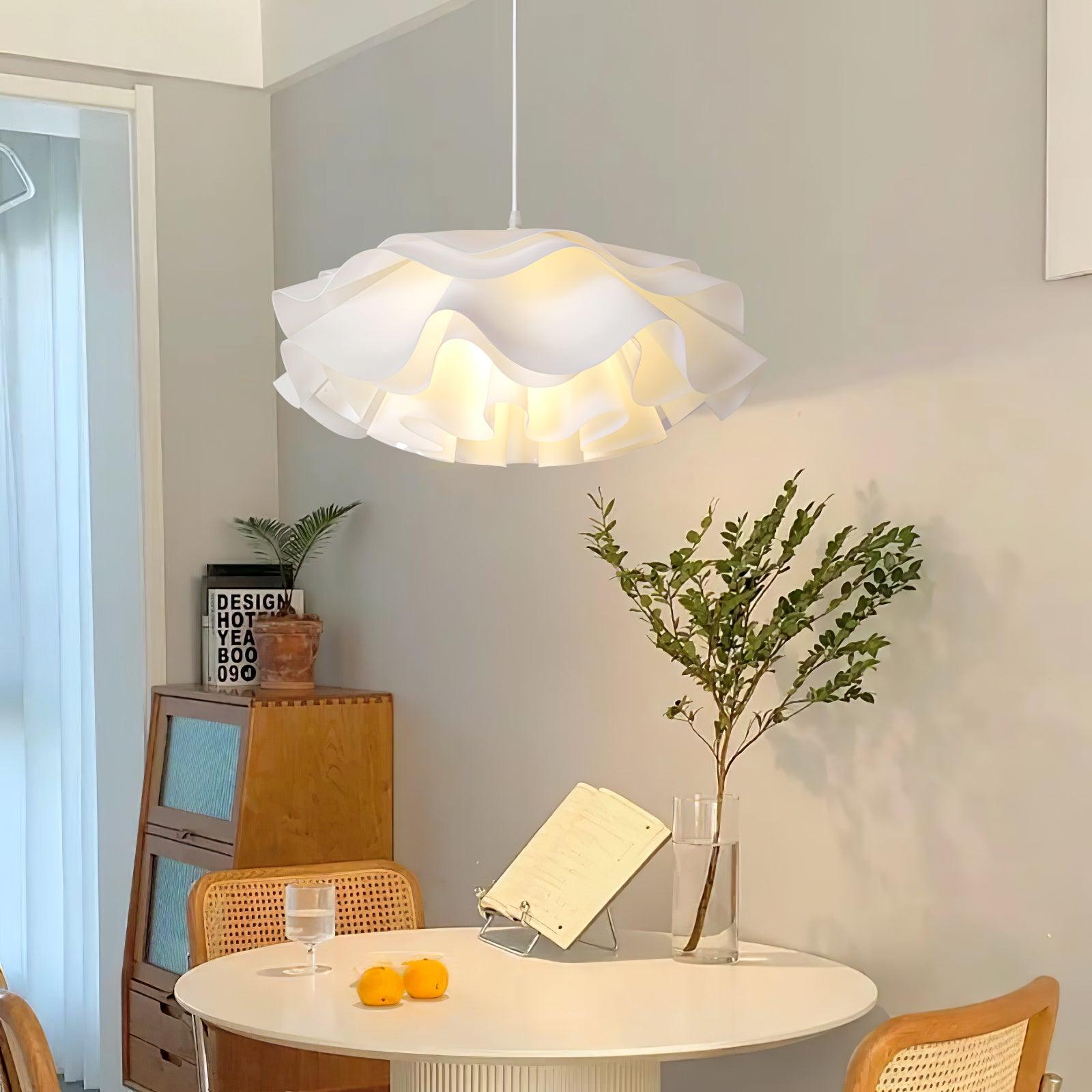 Elegant White Flower Shaped Pendant Light - Modern Floral Ceiling Lamp for Living Room, Bedroom & Dining Room Decor