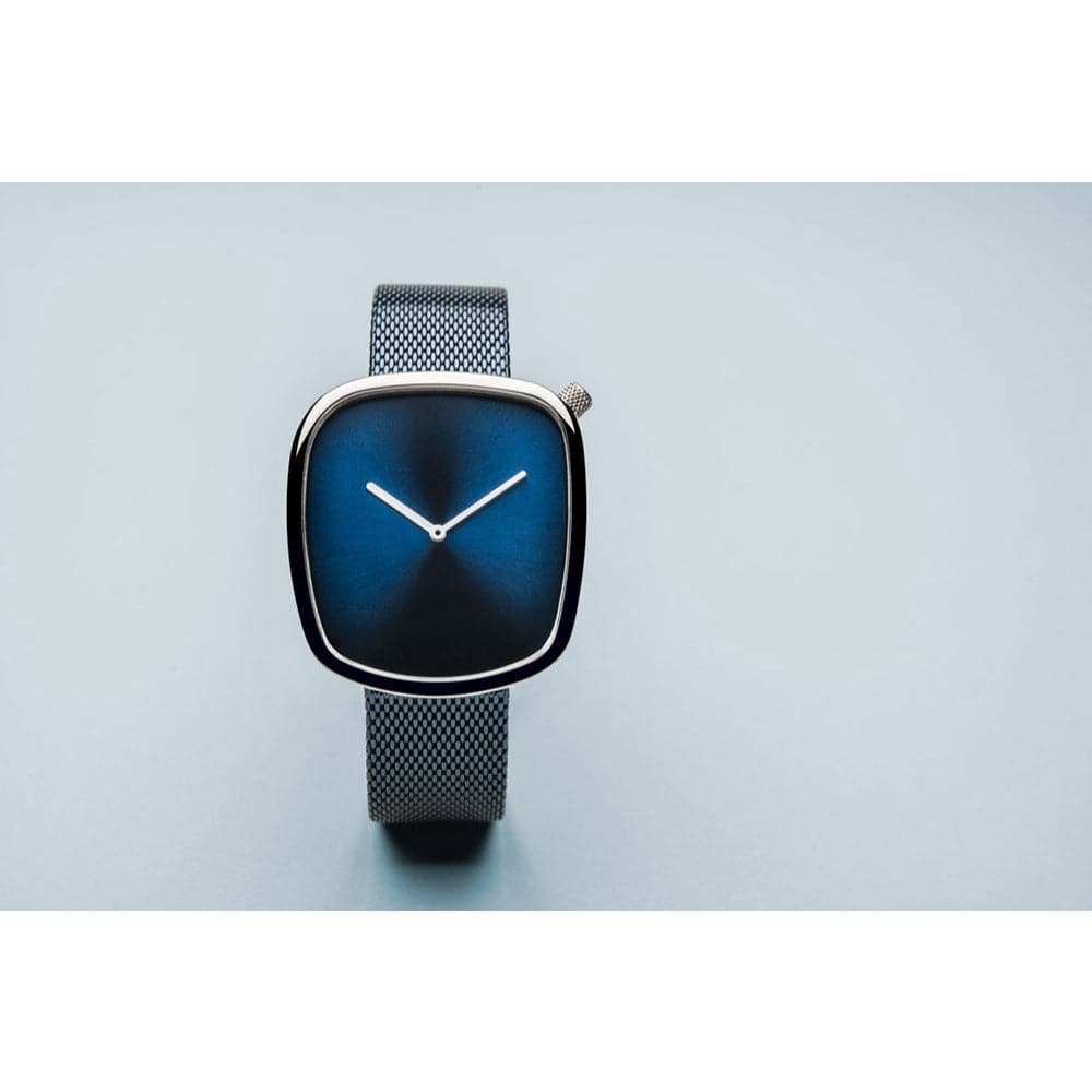 BERING 18040 307 Classic Brushed Blue Dial Men's Watch with Stainless Steel Mesh Band - Stylish & Durable for Business, Casual & Formal Occasions
