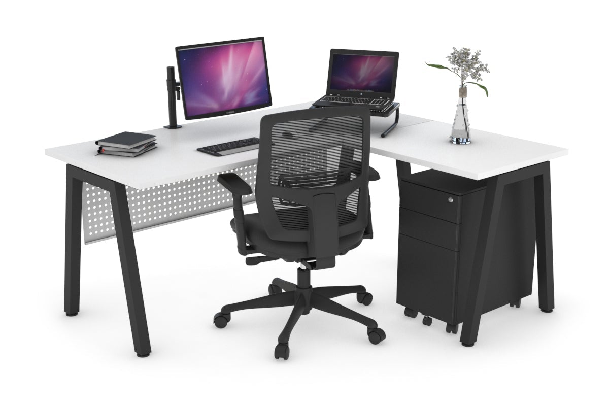 L-Shaped Corner Office Desk with Quadro A Legs - 1600L x 1700W for Home Office, Gaming & Workspace Setup - Ergonomic Computer Desk for Professionals & Students