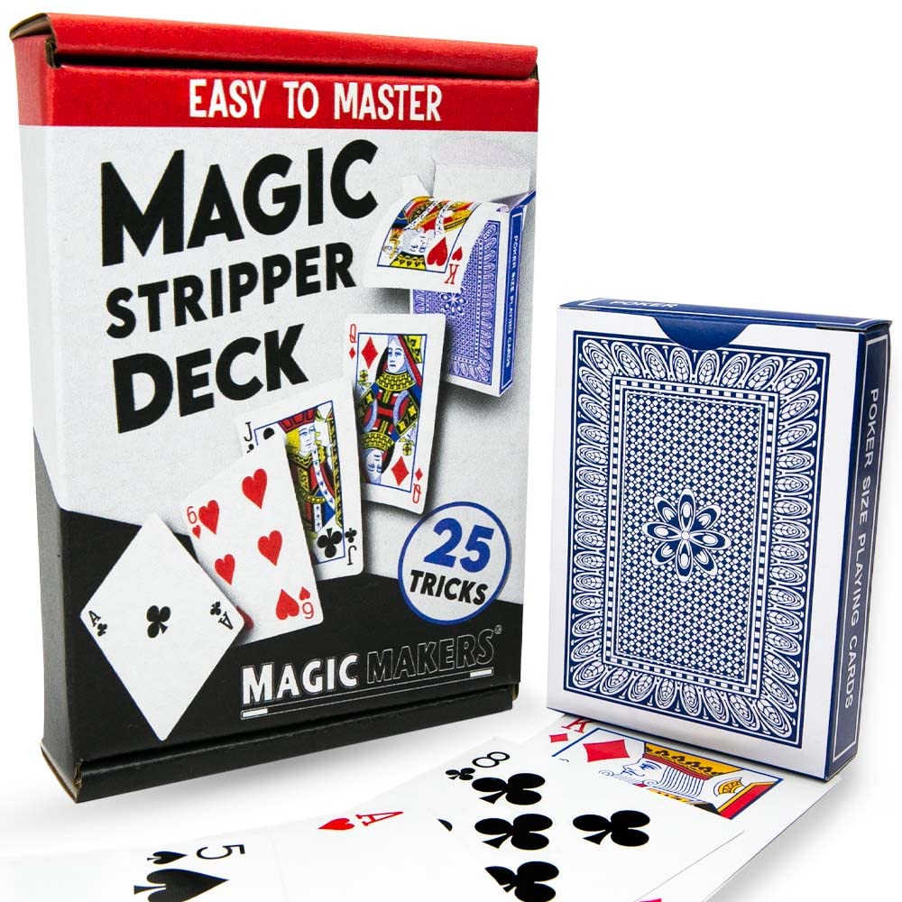 Magic Makers Stripper Deck - Professional Poker Size Playing Cards (Red/Blue) for Magic Tricks, Card Games & Casino Nights