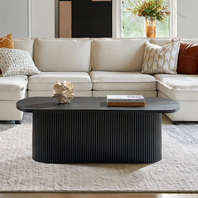 Modern Oval Coffee Table with Hidden Storage - Perfect for Living Room, Lounge & Small Spaces