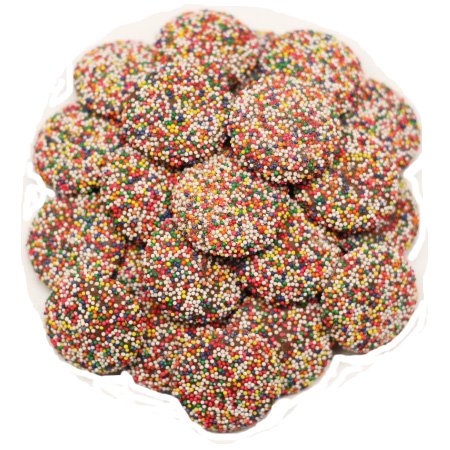 Scott's Cakes Milk Chocolate Wafers with Rainbow Non-Pareils - Holiday Christmas Treats in Mini Village Tin for Gifts, Parties & Festive Celebrations