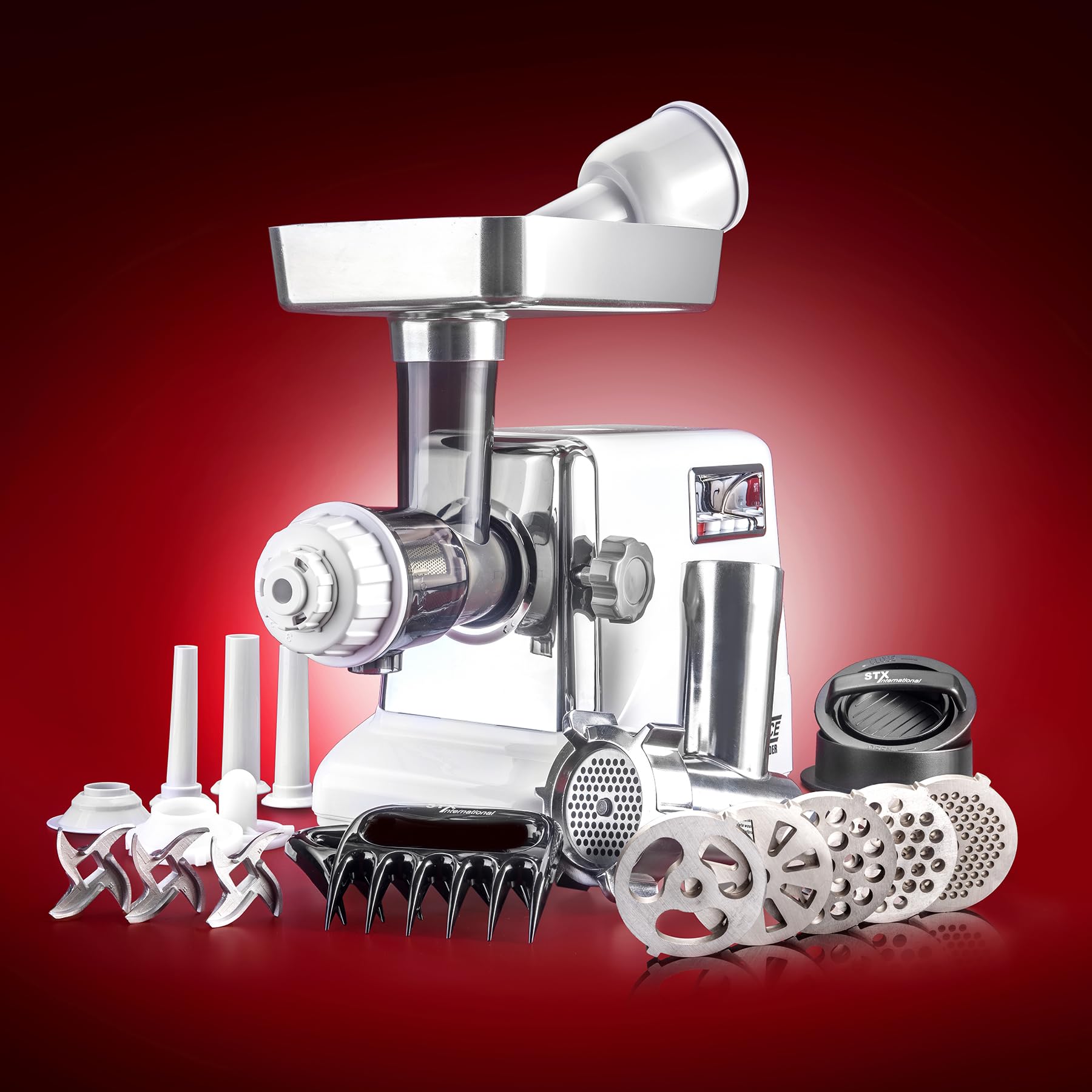 Turboforce 3000 Series 6-in-1 Electric Meat Grinder - 3000W Heavy Duty Kitchen Appliance with 3 Speed Settings, Juicer Function, 5 Grinding Plates & 3 Stainless Steel Blades - Includes Sausage Stuffer & Kubbe Maker Accessories - Perfect for Home Cooking, Meal Prep, and Commercial Kitchen Use