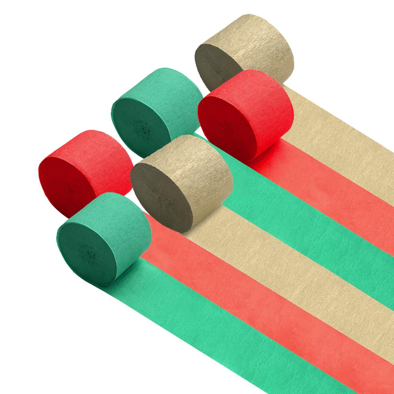 Christmas Party Decorations - Green Red Gold Crepe Paper Streamers for Holiday, Birthday & Home Decor | Perfect for Christmas Gatherings, Surprise Parties & Festive Celebrations