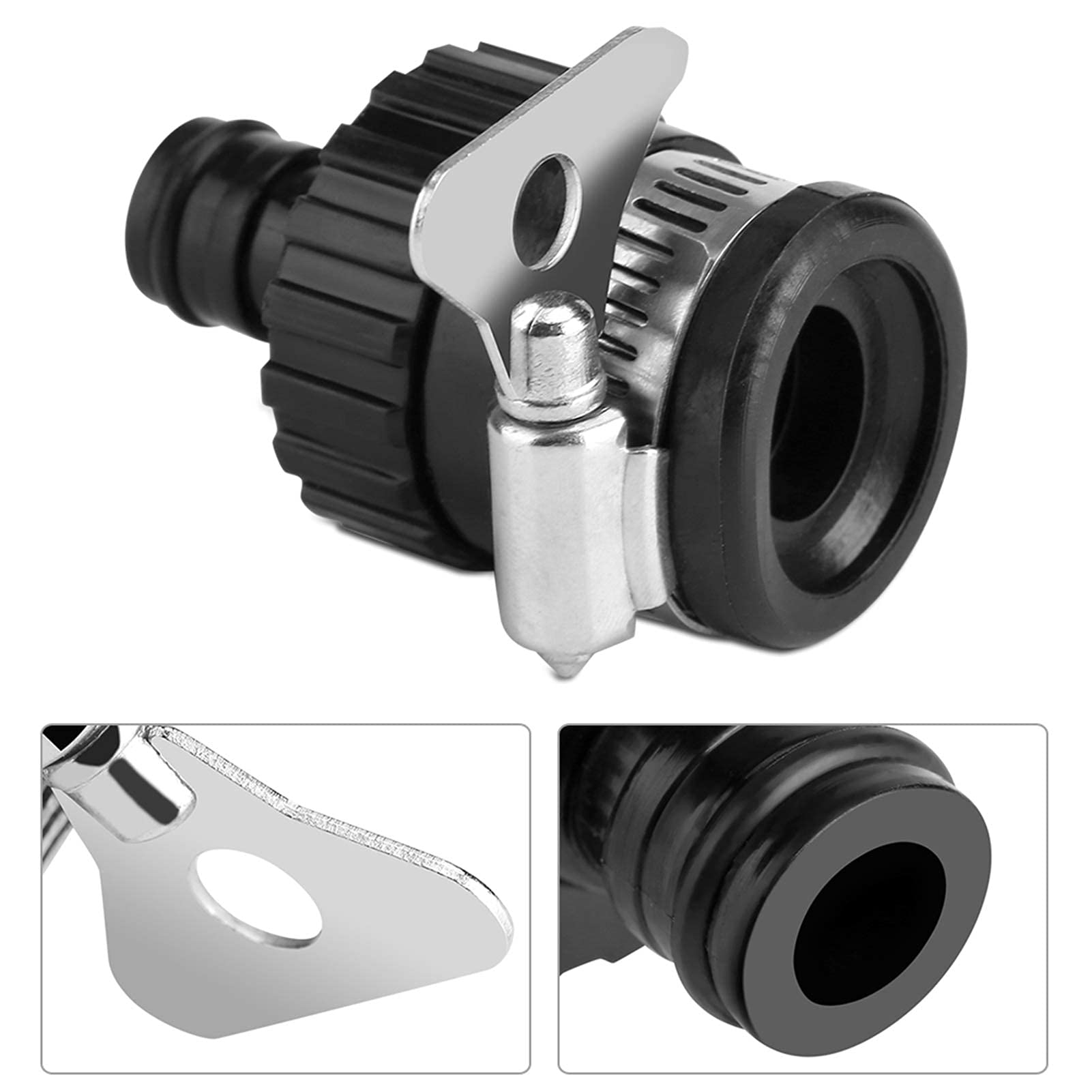 Oumefar Universal Black Household Faucet Connector - Garden Hose Adapter for Car Wash, Watering Plants & Outdoor Cleaning | Fits Standard Taps & Pipes
