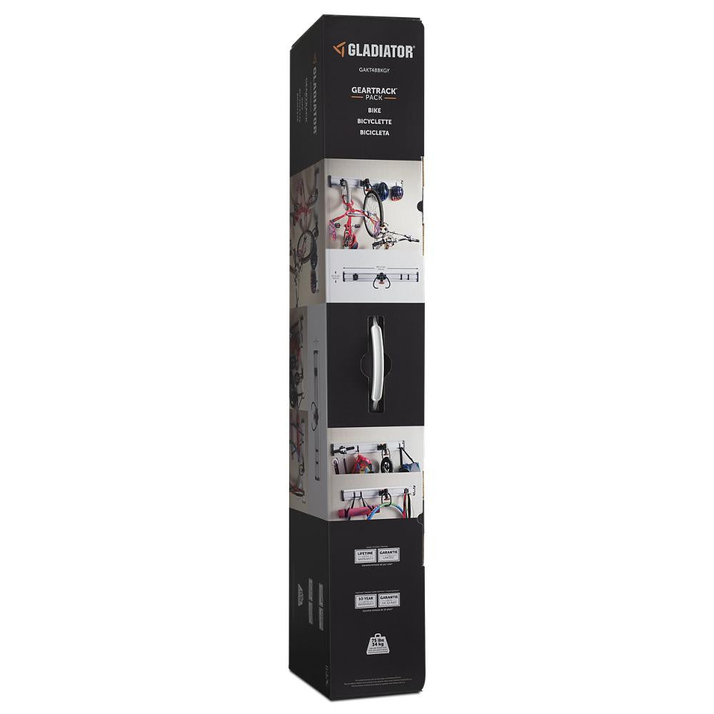Bike Geartrack® Pack - Light Gray Wall Mount Organizer for Bikes & Sports Gear | Perfect for Garage, Shed & Home Storage