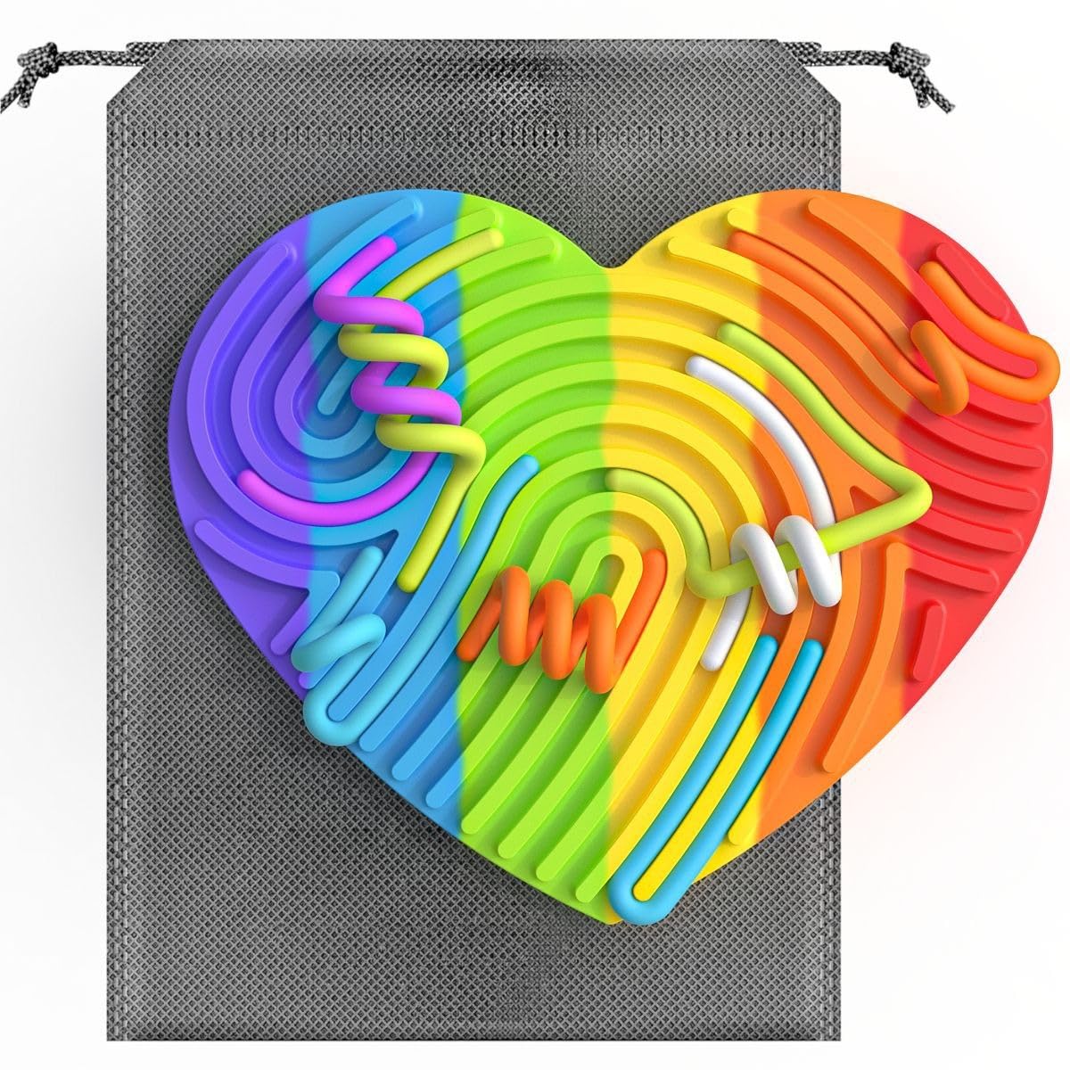 Sensory Activity Board for Kids - Calming Fidget Toys for Autism, ADHD, Anxiety & Stress Relief - Montessori Classroom Learning Tools - Rainbow Heart Design - Perfect for Home, School & Therapy Use