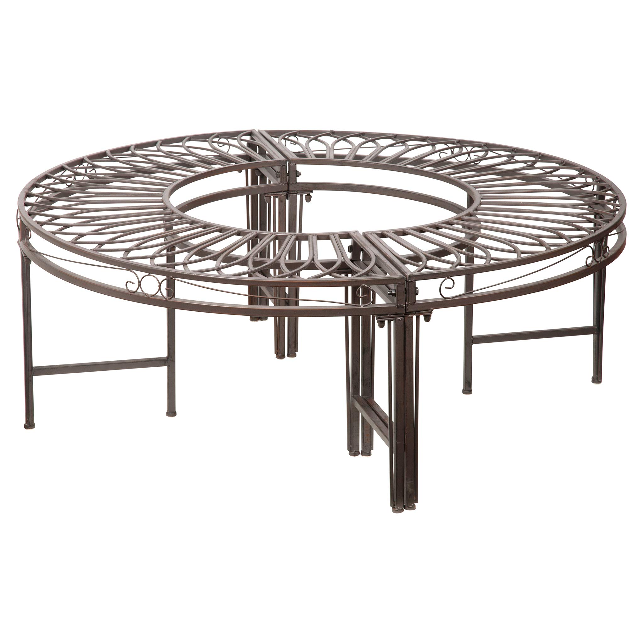 Design Toscano Gothic Roundabout Steel Garden Bench - Weather-Resistant Outdoor Seating for Patio, Garden, or Park