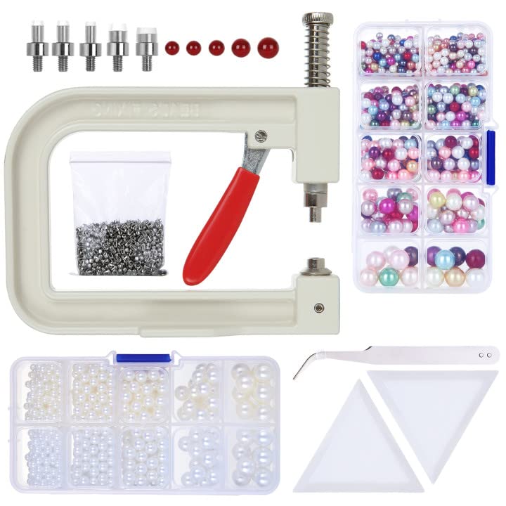 ZIQI Pearl Setting Machine Kit - Professional DIY Handmade Pearl Rivet Tool for Hats, Shoes, Clothes, Bags & Skirts | Bead Setting Accessories for Fashion Design & Craft Projects