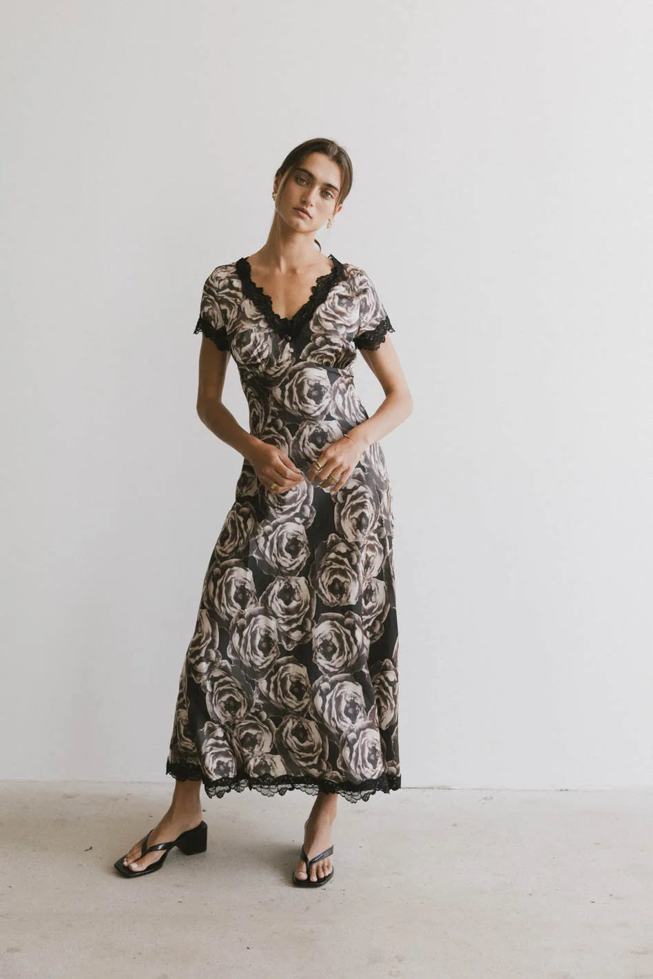 Beatriz Lace Trim Midi Dress - Elegant Floral Lace Summer Dress for Women | Perfect for Weddings, Parties & Special Occasions
