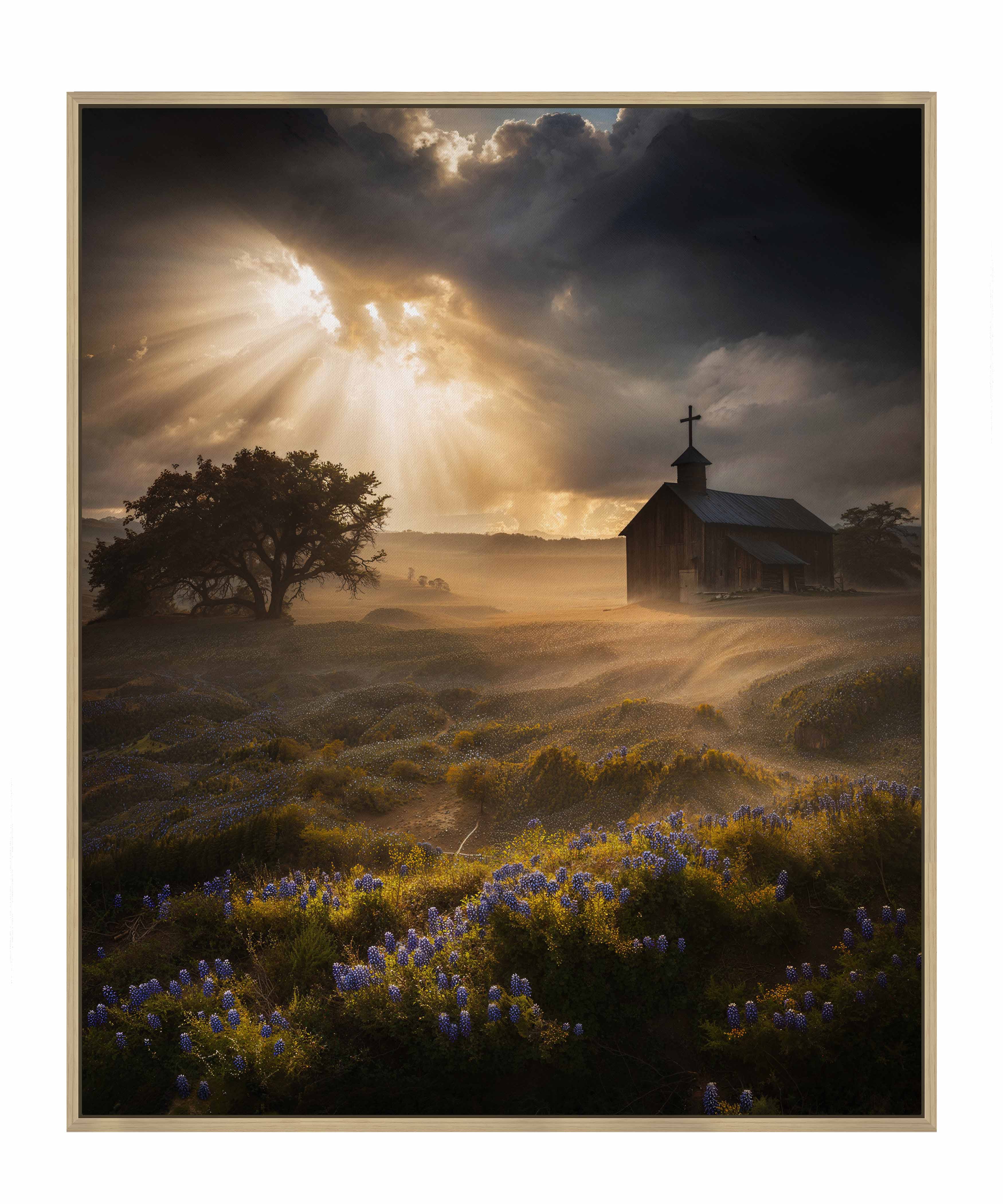 Celestial Rays Over Lone Star Land II - Stunning Galaxy Space Art Print on Gallery Wrapped Canvas - Perfect for Living Room, Bedroom & Office Wall Decor