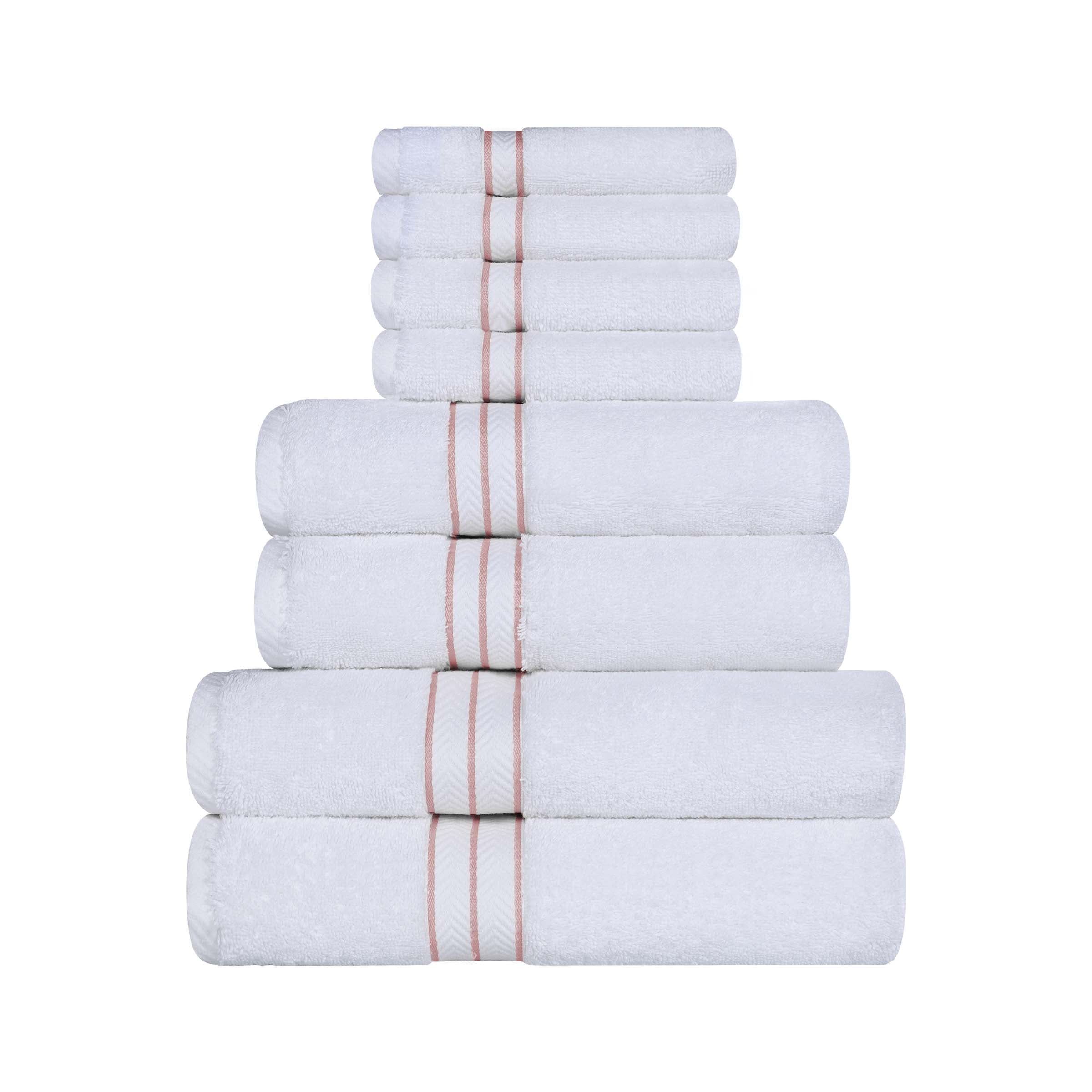 Premium Turkish Cotton 8-Piece Ultra Plush Bath Towel Set - Super Absorbent, Soft & Luxurious for Spa, Bathroom, and Beach Use