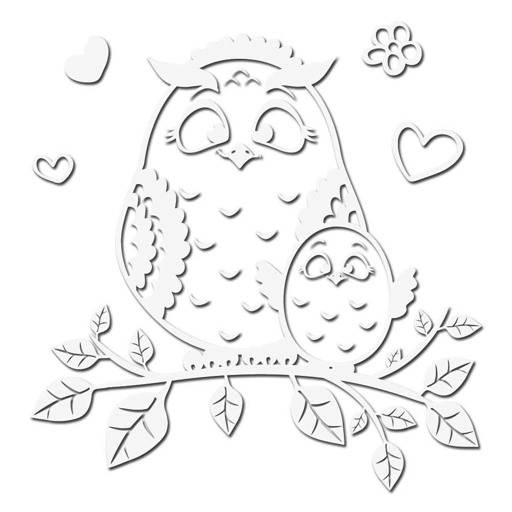 Owl Mommy and Baby Vinyl Decal Sticker - 5 Inch White Car & Laptop Decal for MacBook, Windows, Water Bottles - Cute Nursery Decor, Mother's Day Gift